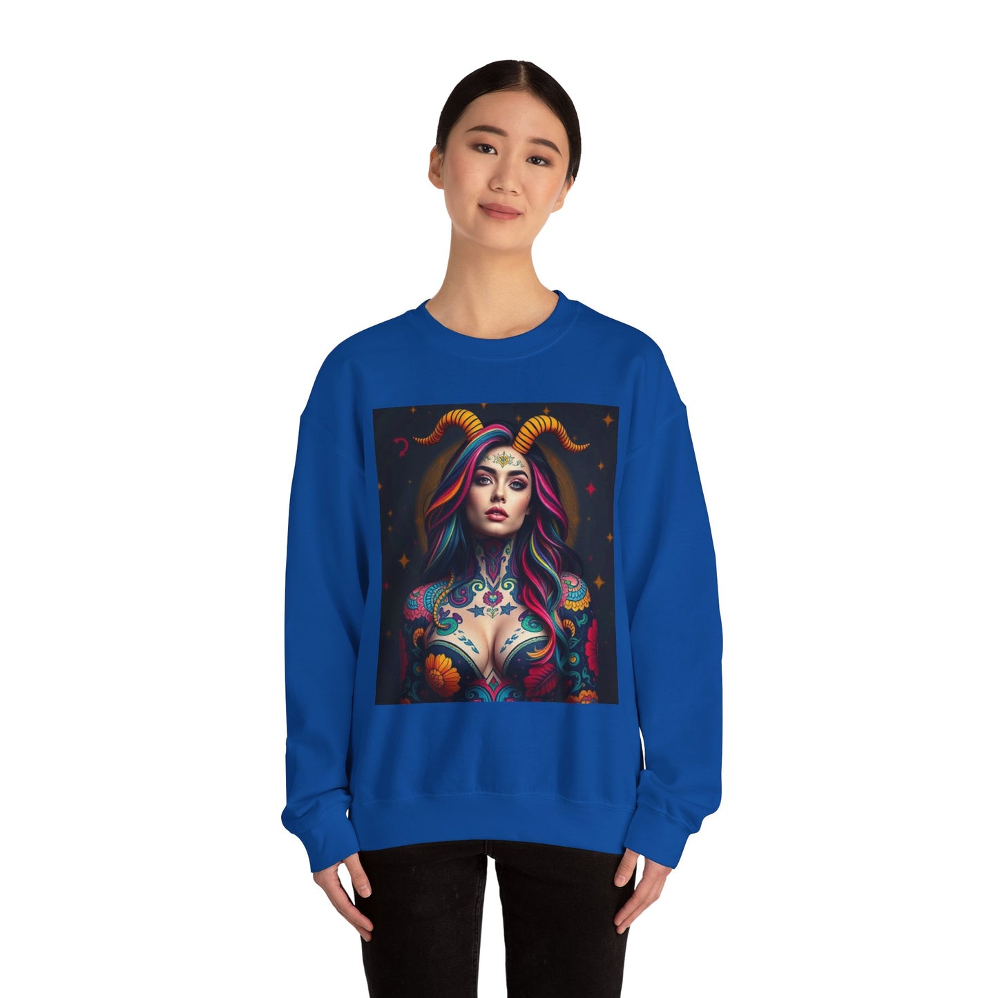 Unisex Heavy Blend™ Crewneck Sweatshirt, Capricorn, Zodiac v3, Sexy Pattern