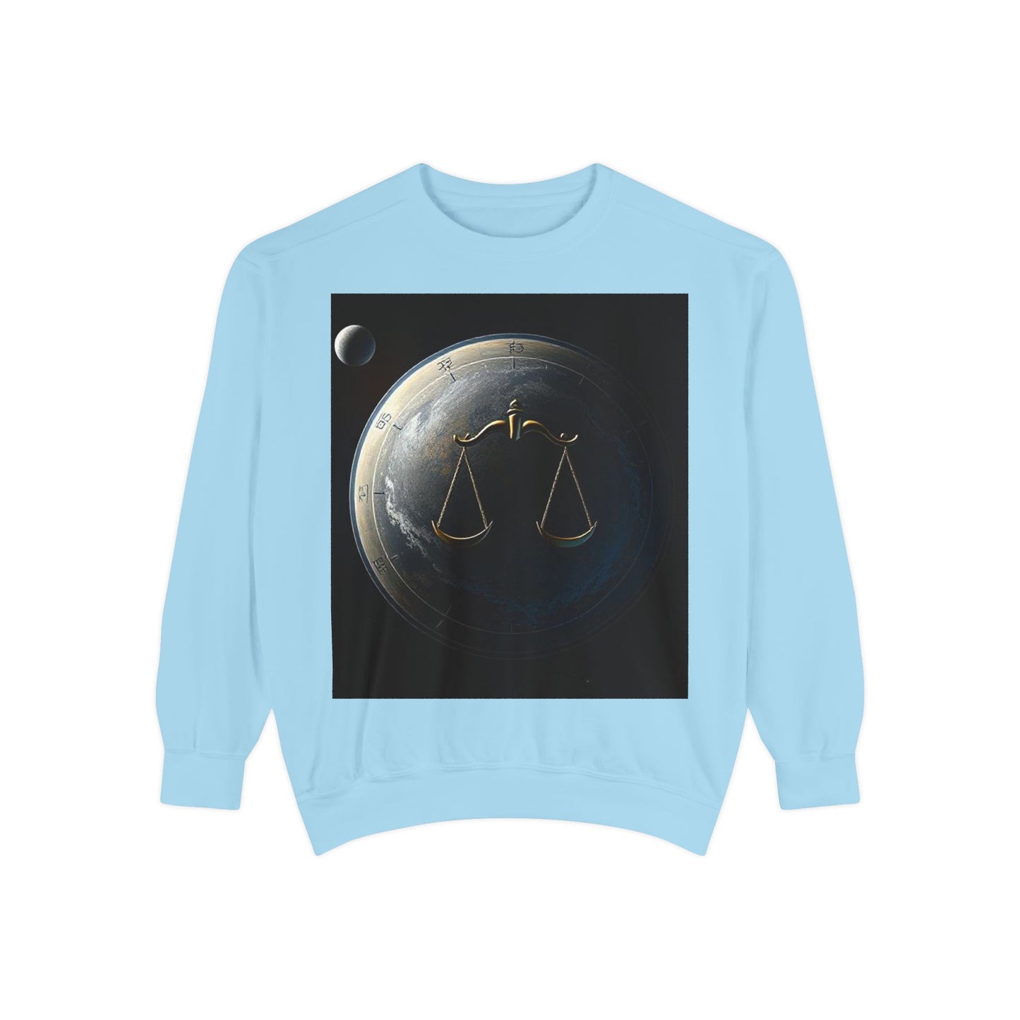 Garment-Dyed Sweatshirt, Unisex, Space Animal Design, Libra