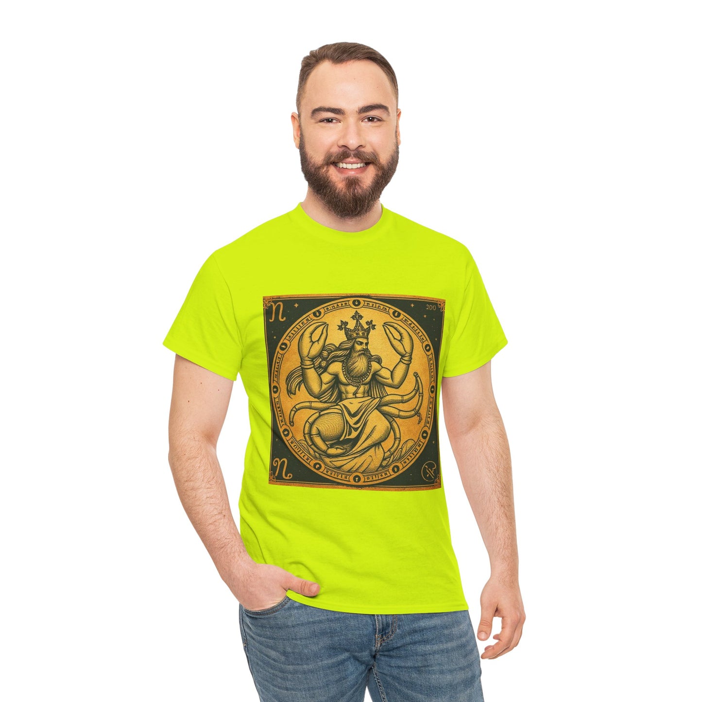 Unisex Heavy Cotton T-Shirt, Crab King, Cancer Zodiac Design