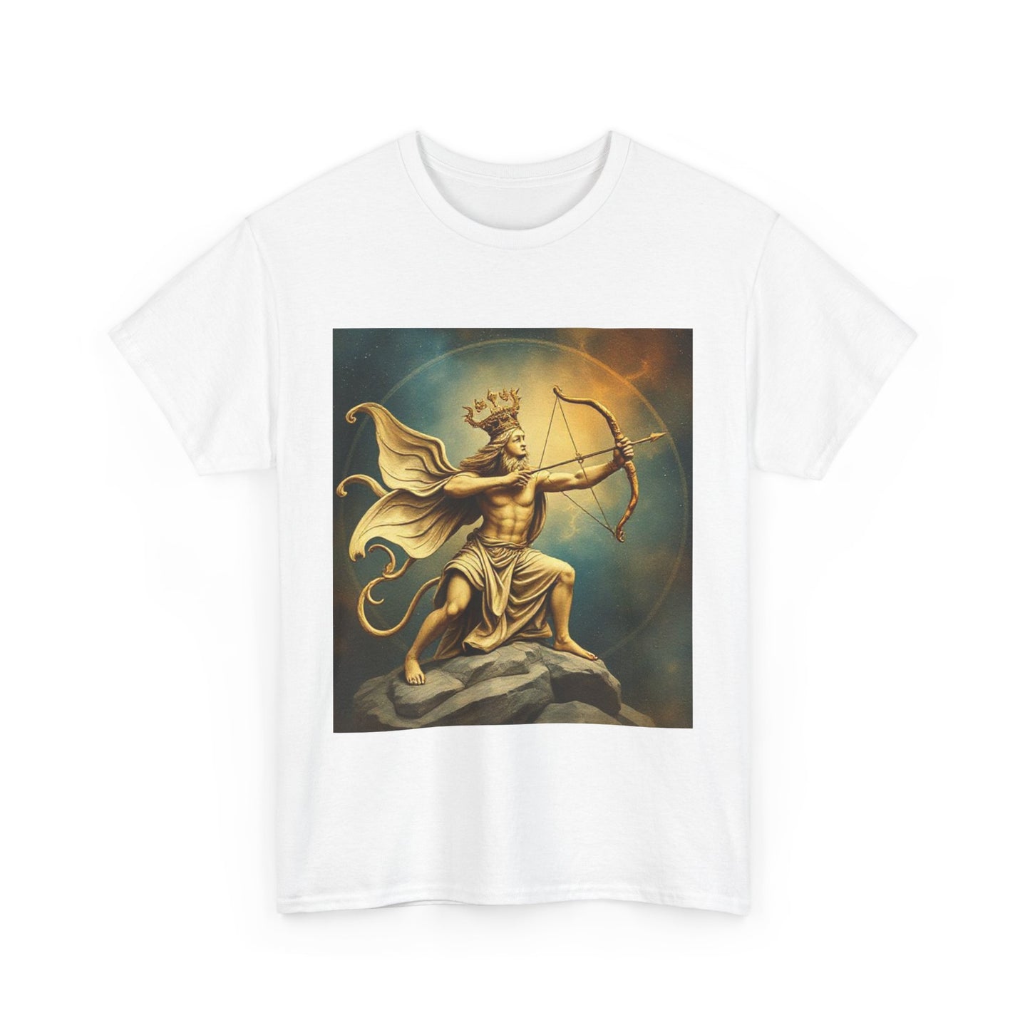 Unisex Heavy Cotton T-Shirt, Sagittarius King, Bow & Arrow v1, Zodiac Design
