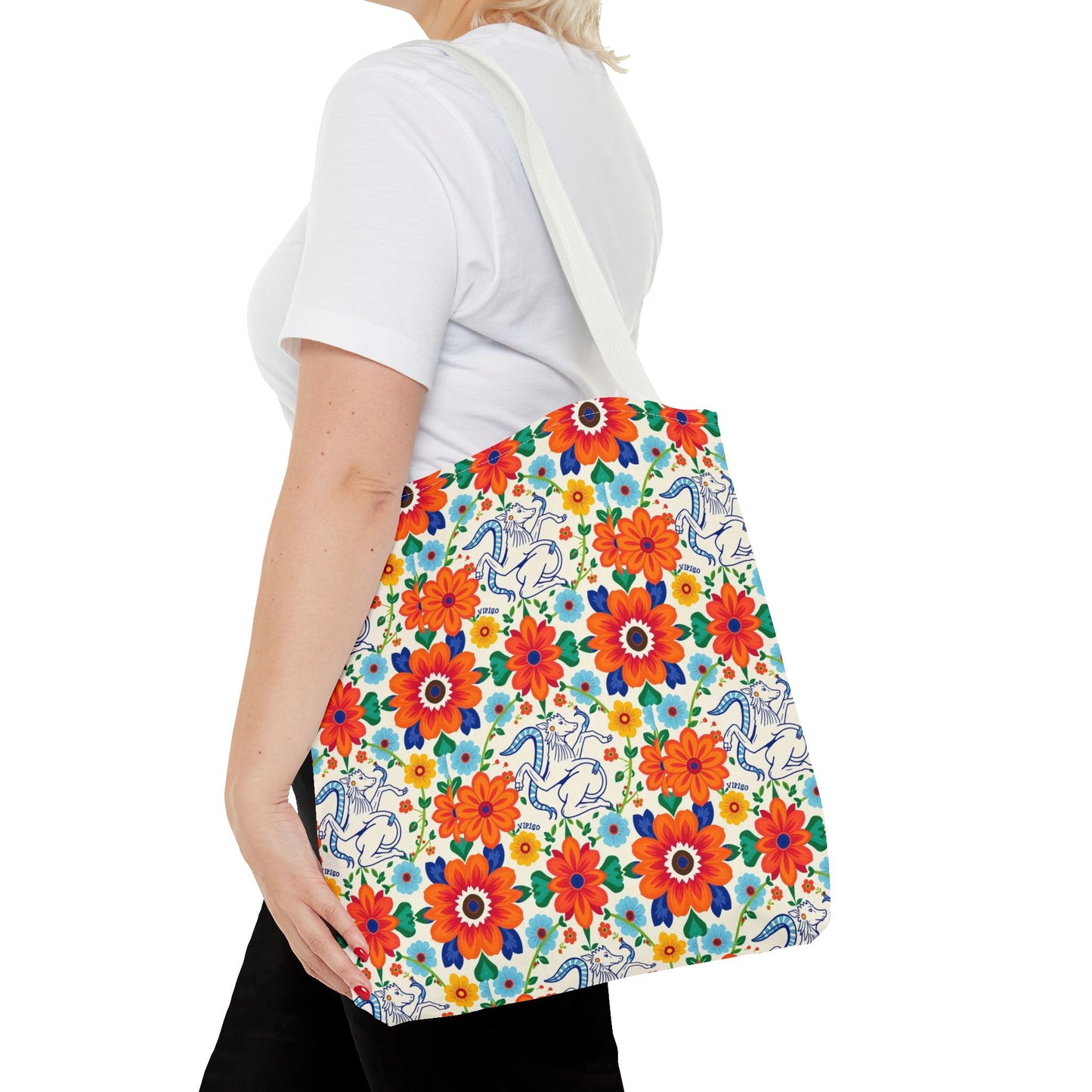 Tote Bag (AOP), Virgo, Zodiac v1, Flower Pattern