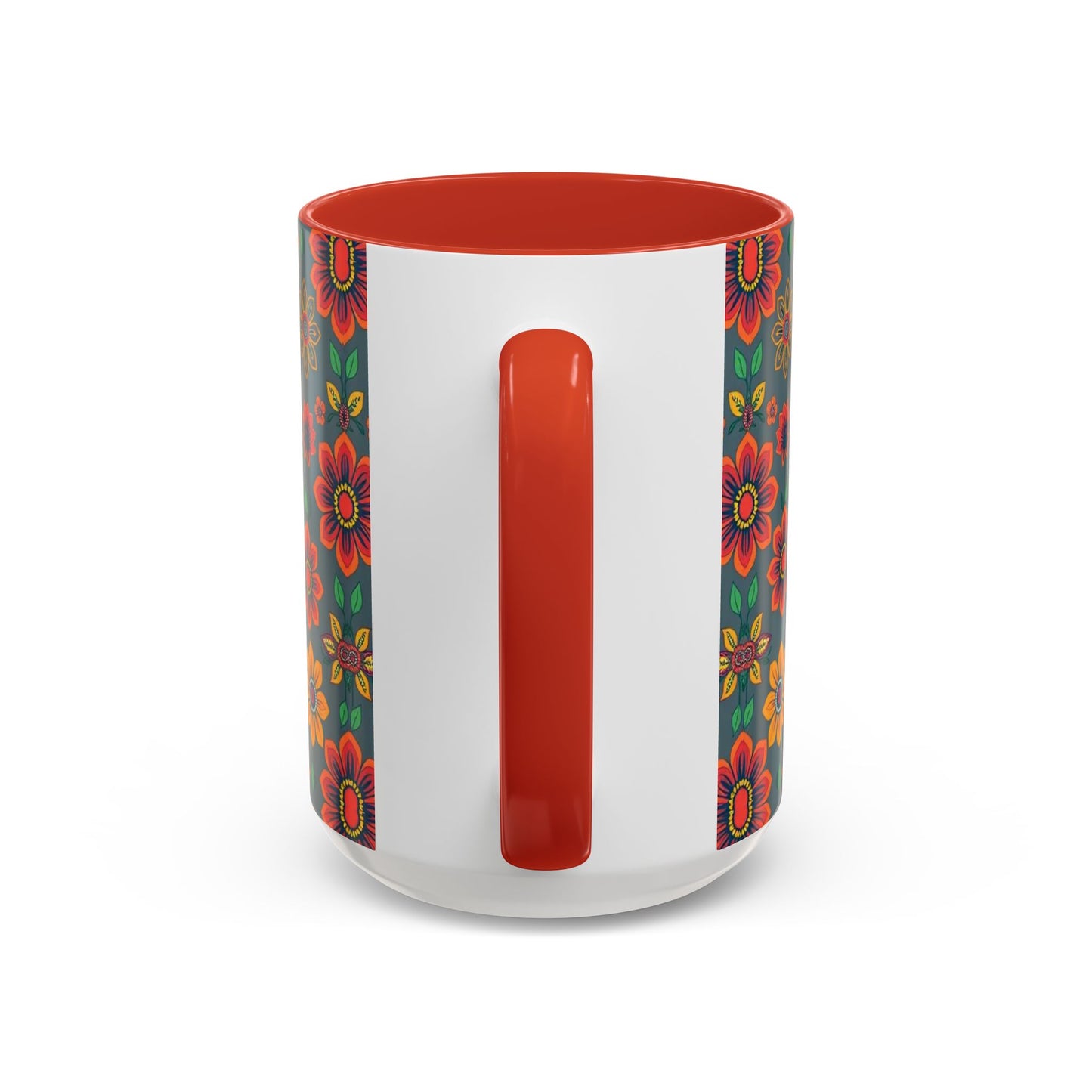 Accent Coffee Mug, Aries, Zodiac v4, Flower Pattern, (11, 15oz)