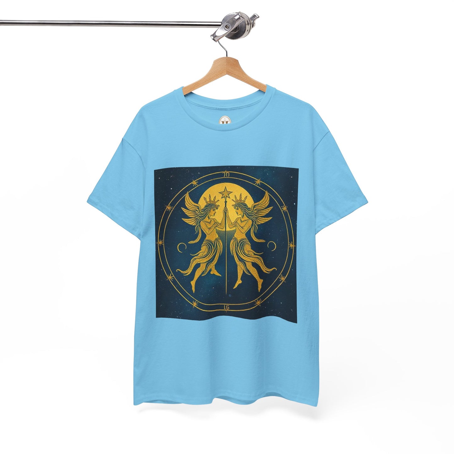 Unisex Heavy Cotton T-Shirt, Space Twins v3, Gemini Zodiac Design
