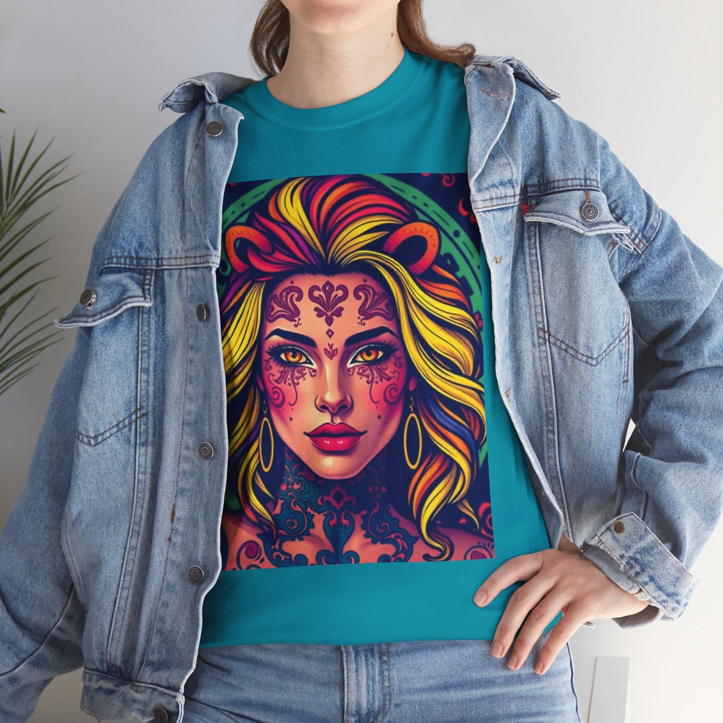 Unisex Heavy Cotton T-Shirt, Leo, Zodiac v1, Sexy Art