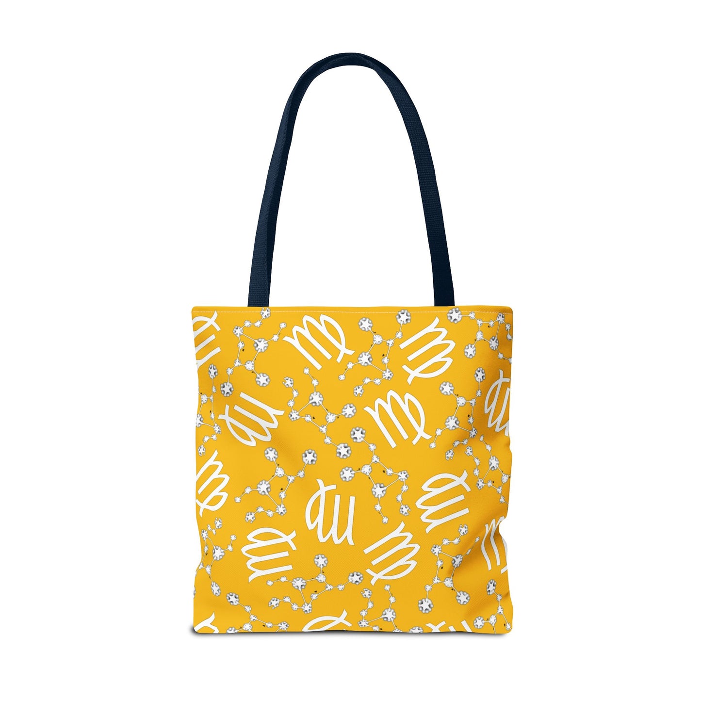 Tote Bag, Virgo Zodiac Sign, AOP, (Yellow White)