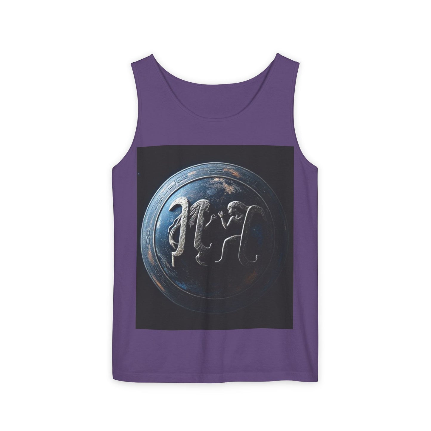 Unisex Garment-Dyed, Tank Top, Gemini Design, Space Symbol , 100% US cotton