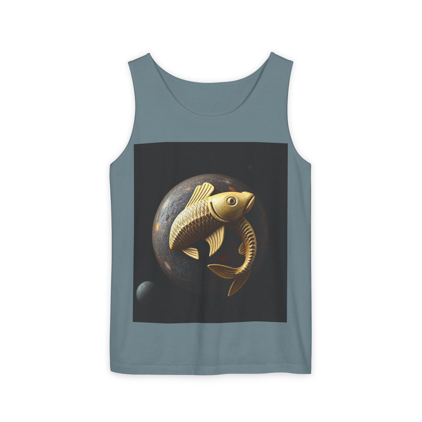 Unisex Garment-Dyed, Tank Top, Pisces Design, Space Animal v1, 100% US cotton