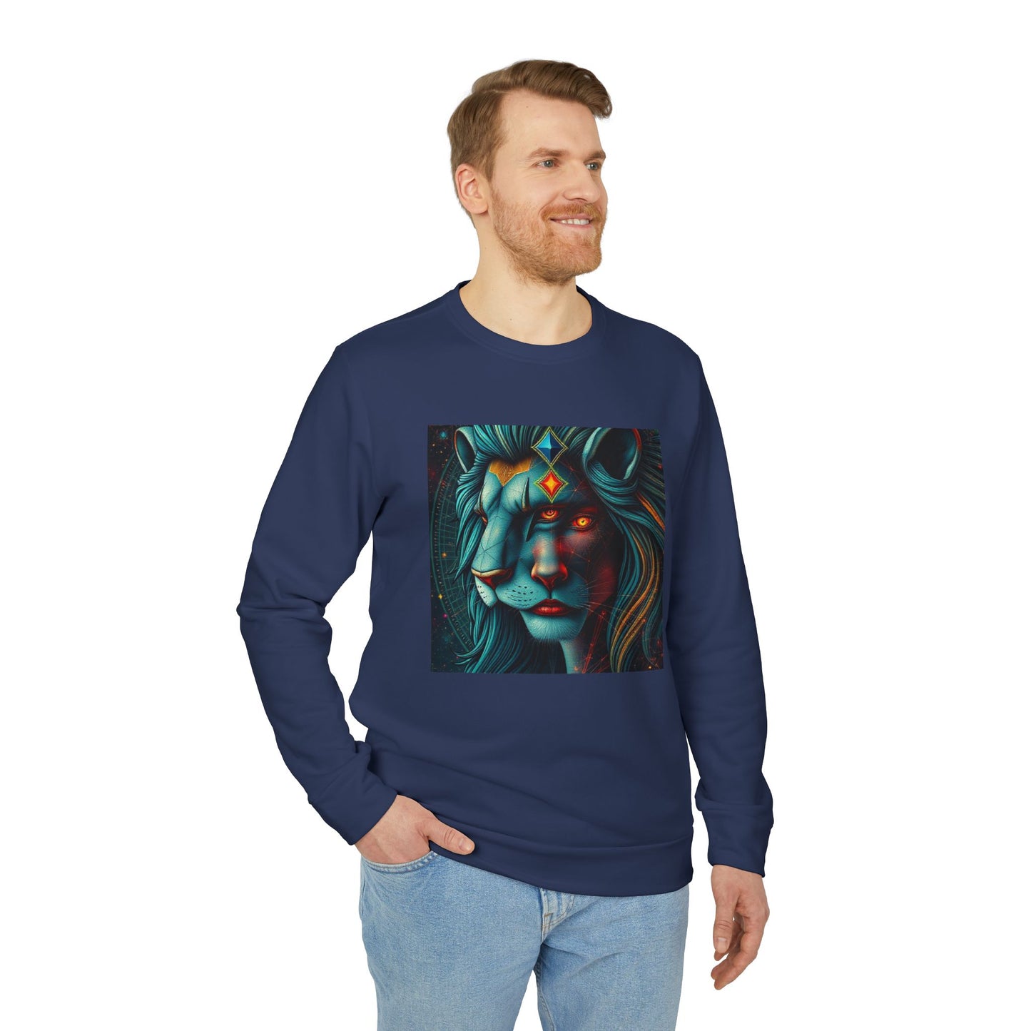 Adidas, Unisex Fleece Crewneck Sweatshirt, Leo, Pop Art, Zodiac