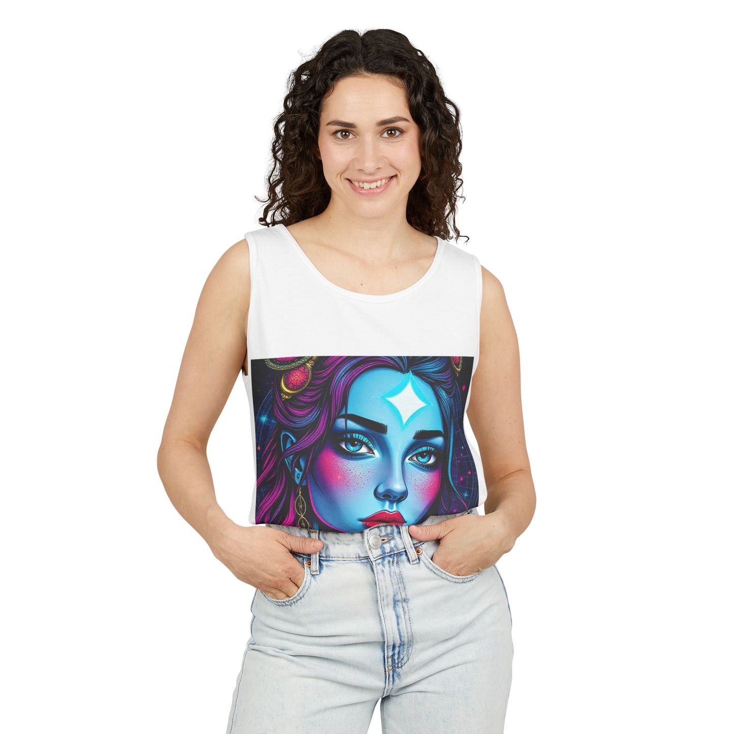 Unisex Garment-Dyed, Tank Top, Gemini, Pop Art, 100% US cotton