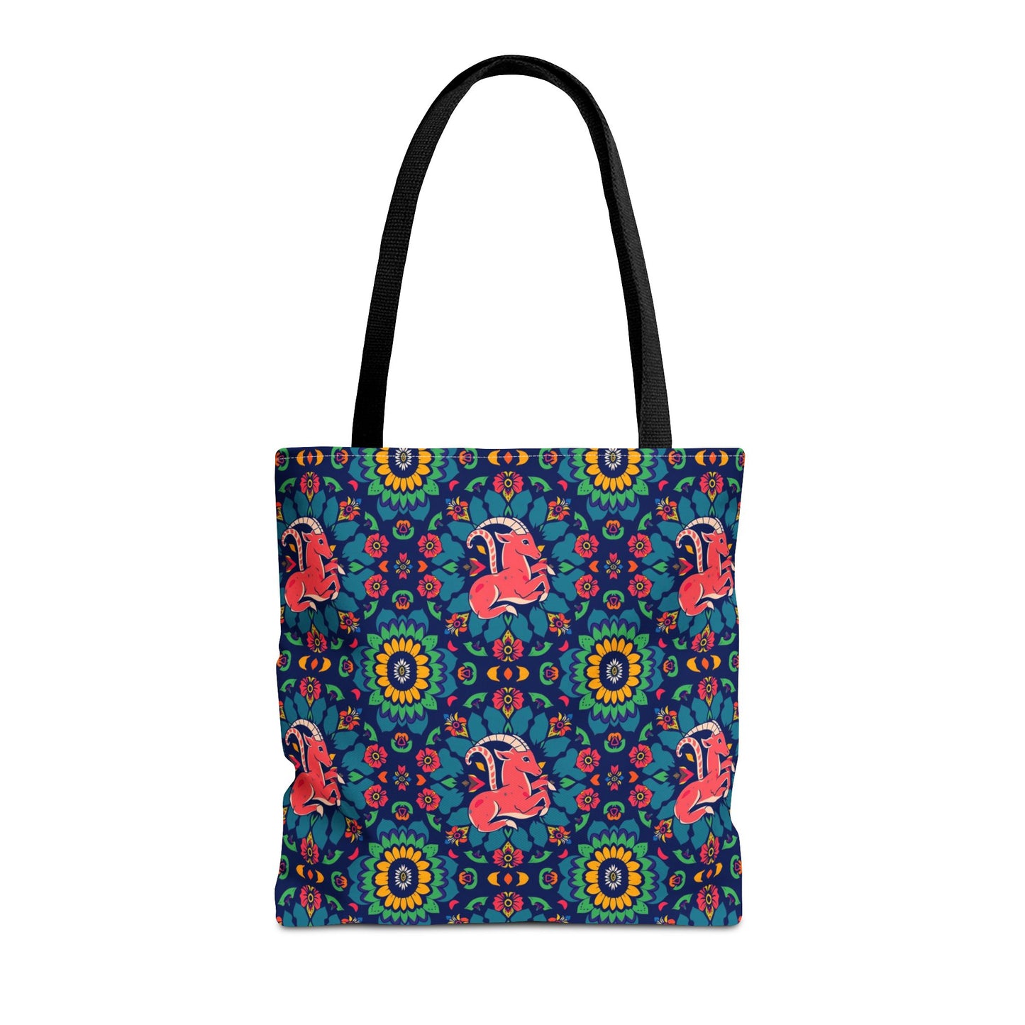Tote Bag (AOP), Capricorn, Zodiac v1, Flower Pattern
