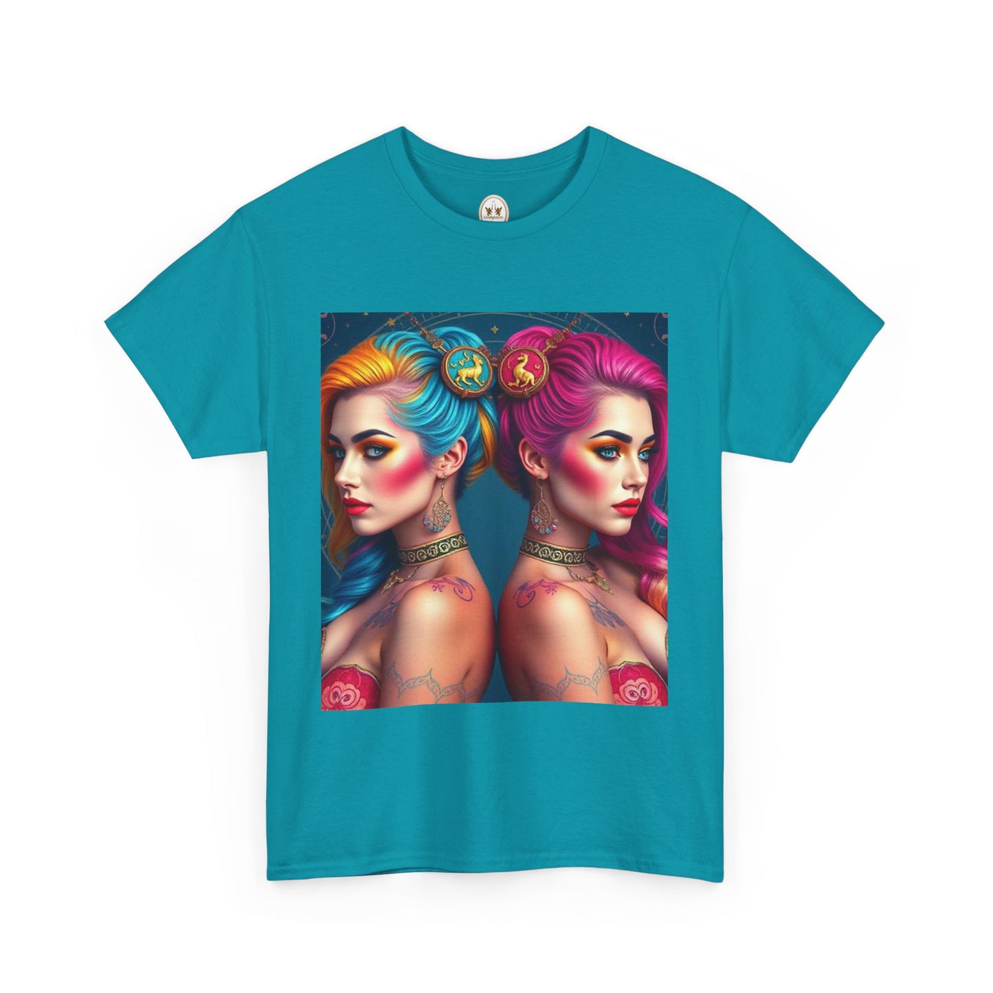 Unisex Heavy Cotton T-Shirt, Gemini, Zodiac v2, Sexy Art