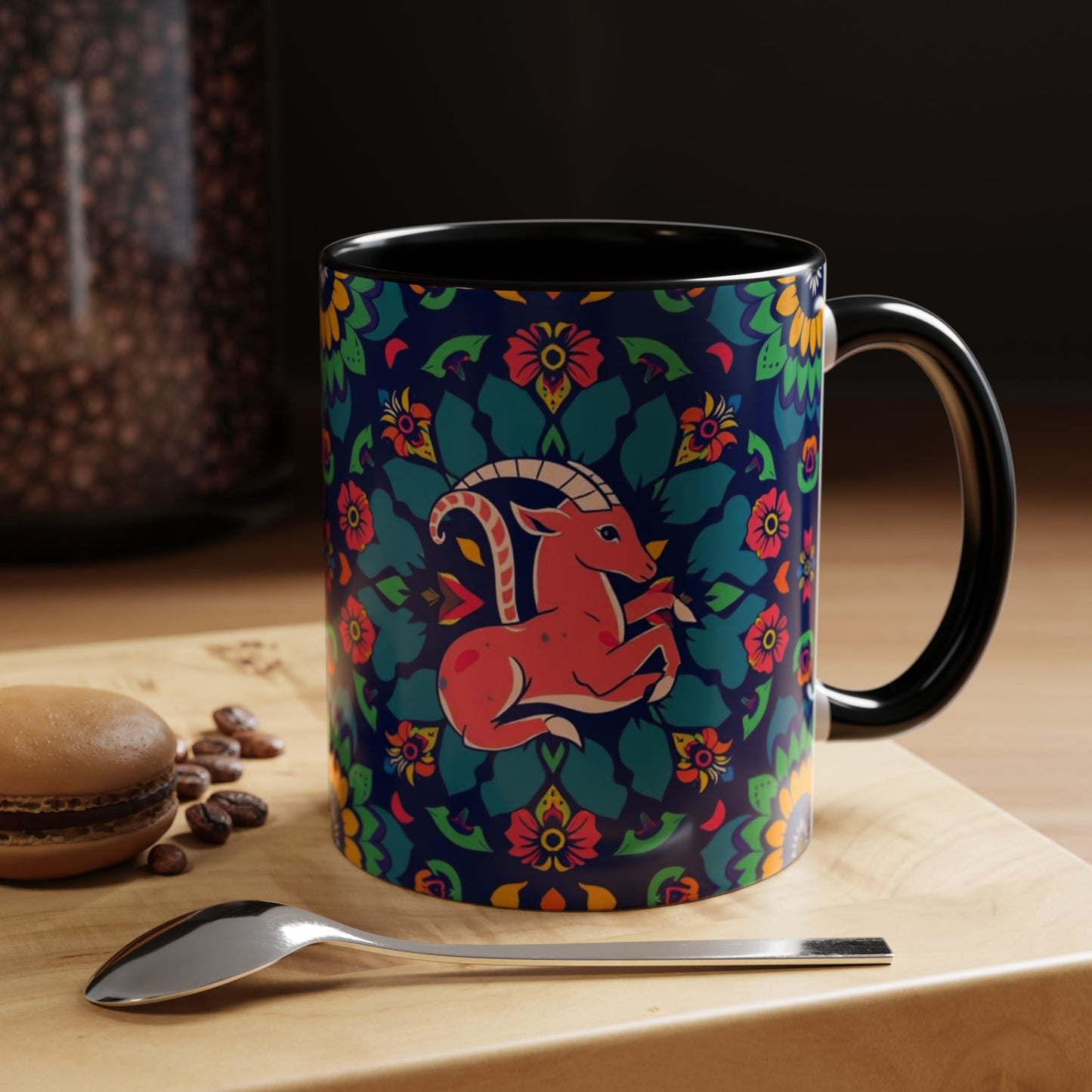 Accent Coffee Mug, Capricorn, Zodiac, Flower Pattern, (11, 15oz)