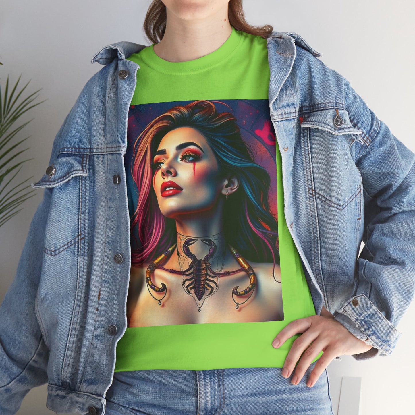 Unisex Heavy Cotton T-Shirt, Scorpio, Zodiac v1, Sexy Art