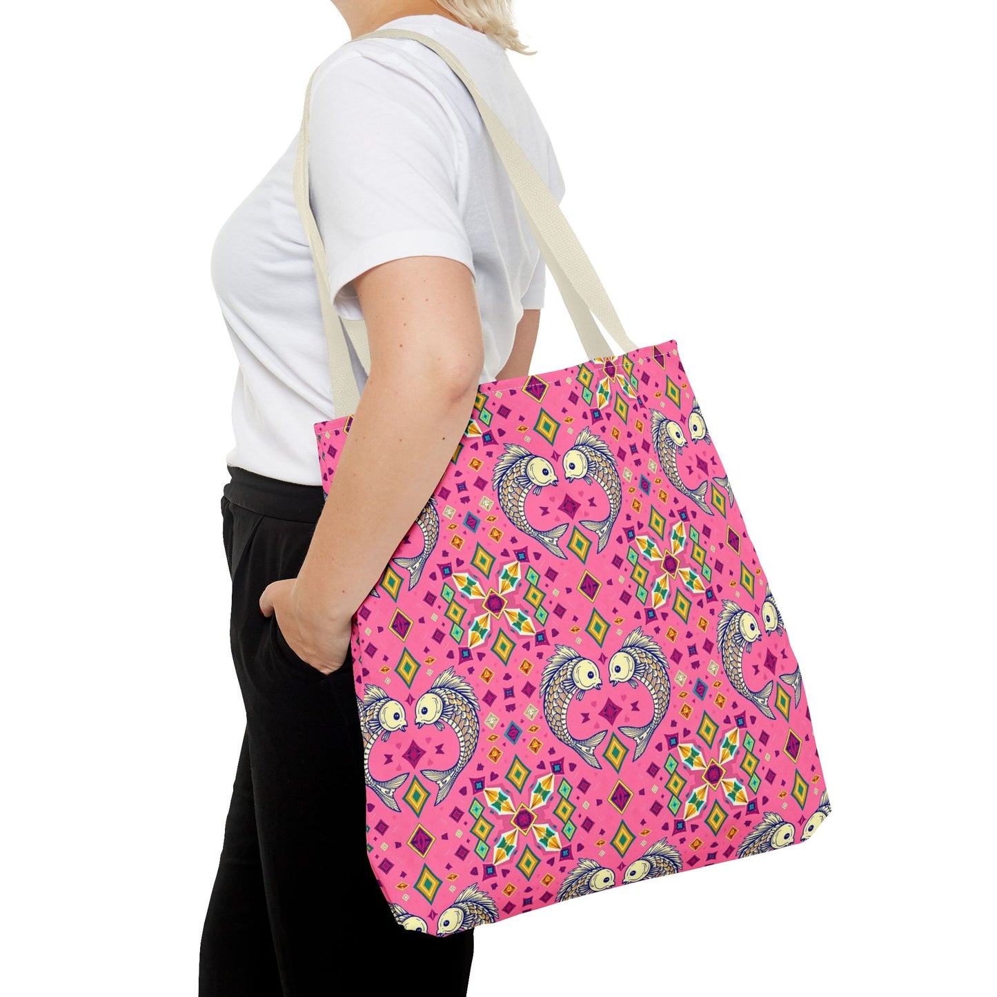 Tote Bag (AOP), Pisces, Zodiac, Jewel Pattern
