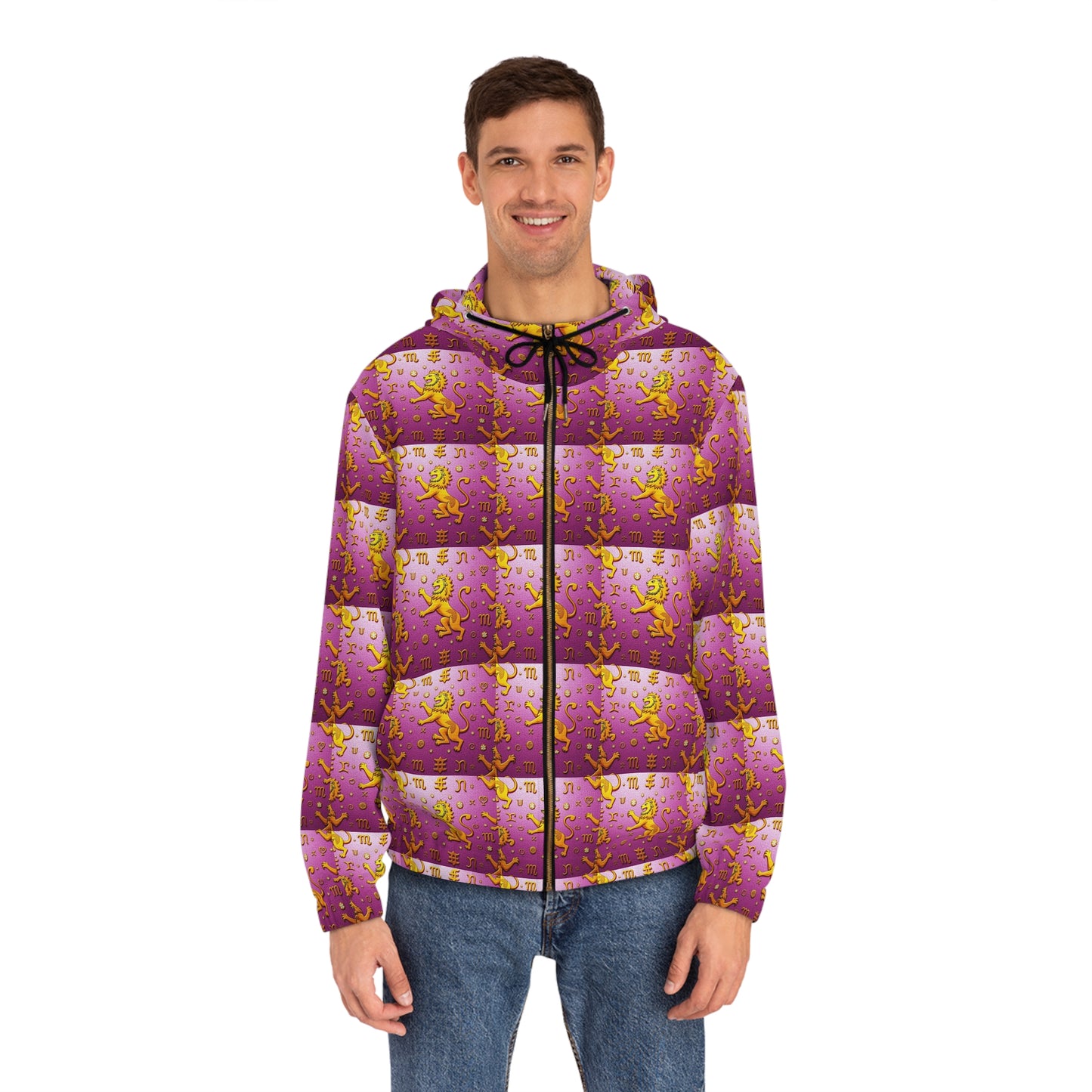 Full-Zip Hoodie (AOP), Leo, Zodiac v1, Pattern