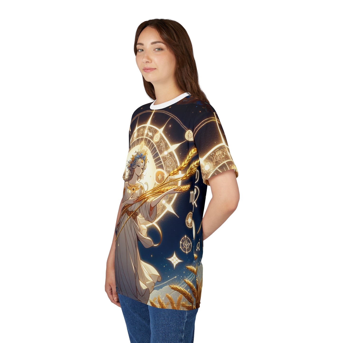 Unisex Cut & Sew T-Shirt (AOP), Fields, Virgo Zodiac Design, Regular fit, 100% Polyester