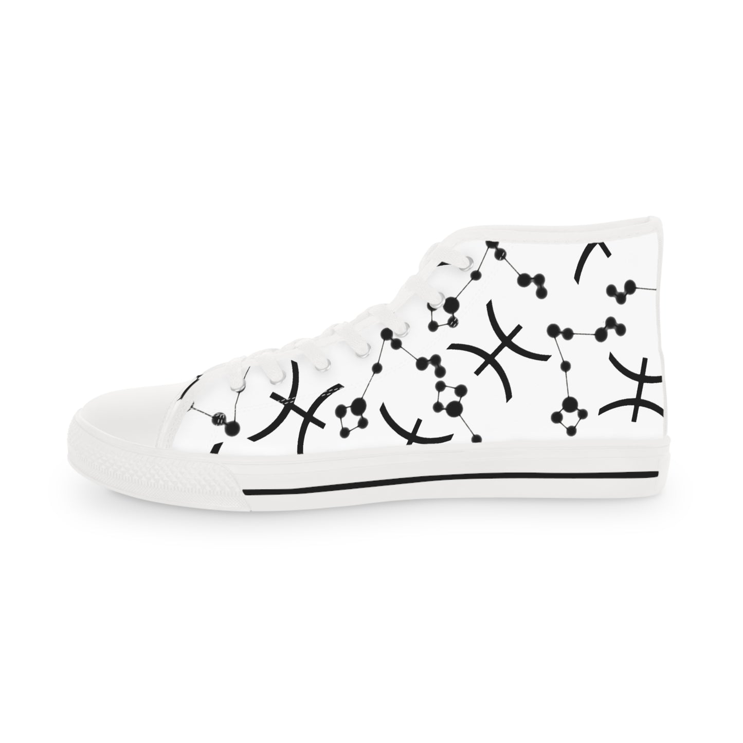 Men's High Top Sneakers, Breathable polyester canvas, Pisces Zodiac Design