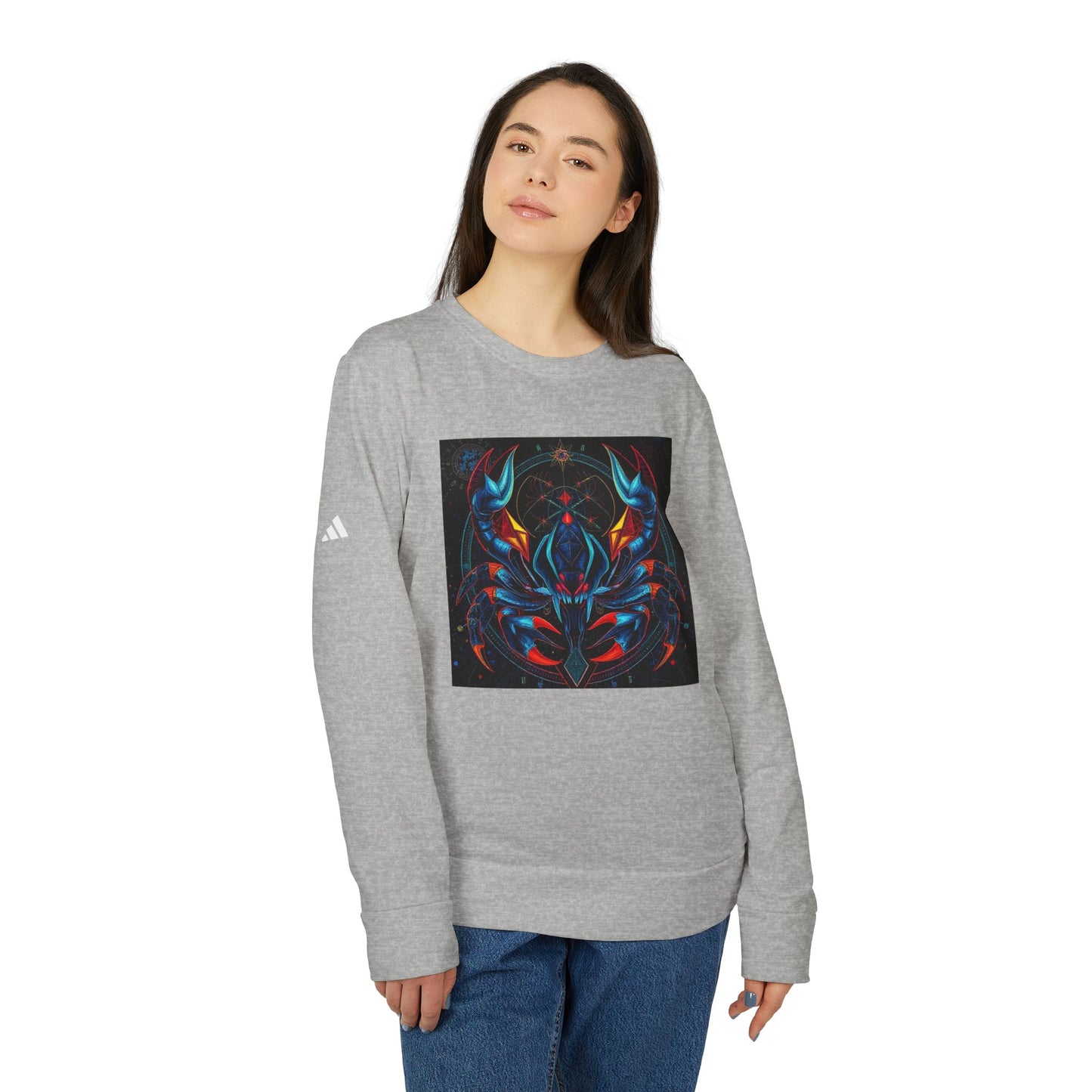 Adidas, Unisex Fleece Crewneck Sweatshirt, Scorpio, Pop Art, Zodiac