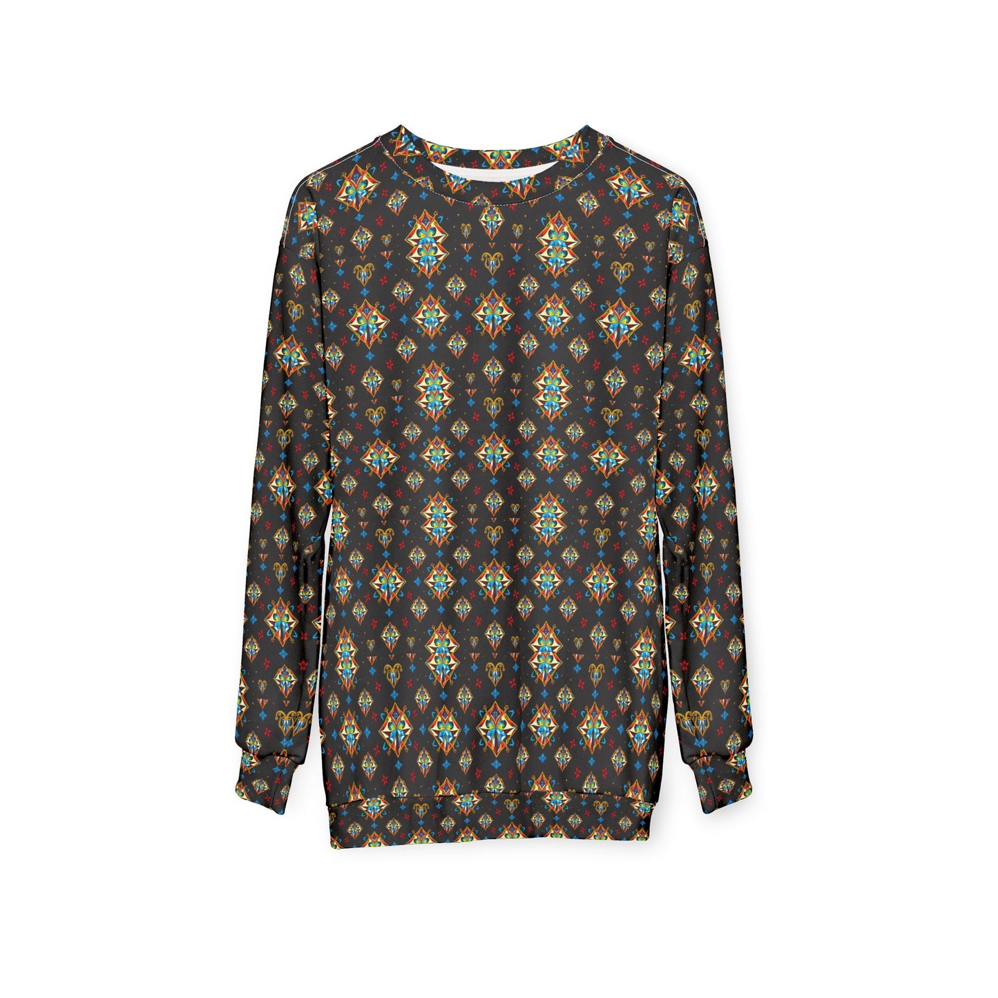 Unisex Sweatshirt (AOP), Sagittarius, Zodiac v3, Jewel Pattern
