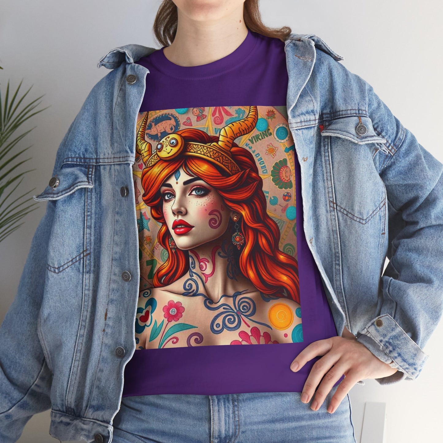 Unisex Heavy Cotton T-Shirt, Virgo, Zodiac v1, Sexy Art