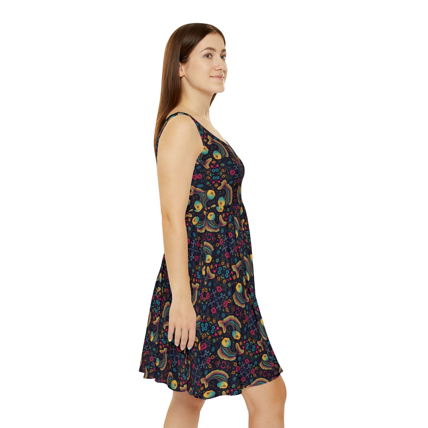 Women's Skater Dress, AOP, Zodiac, Pisces, Pattern