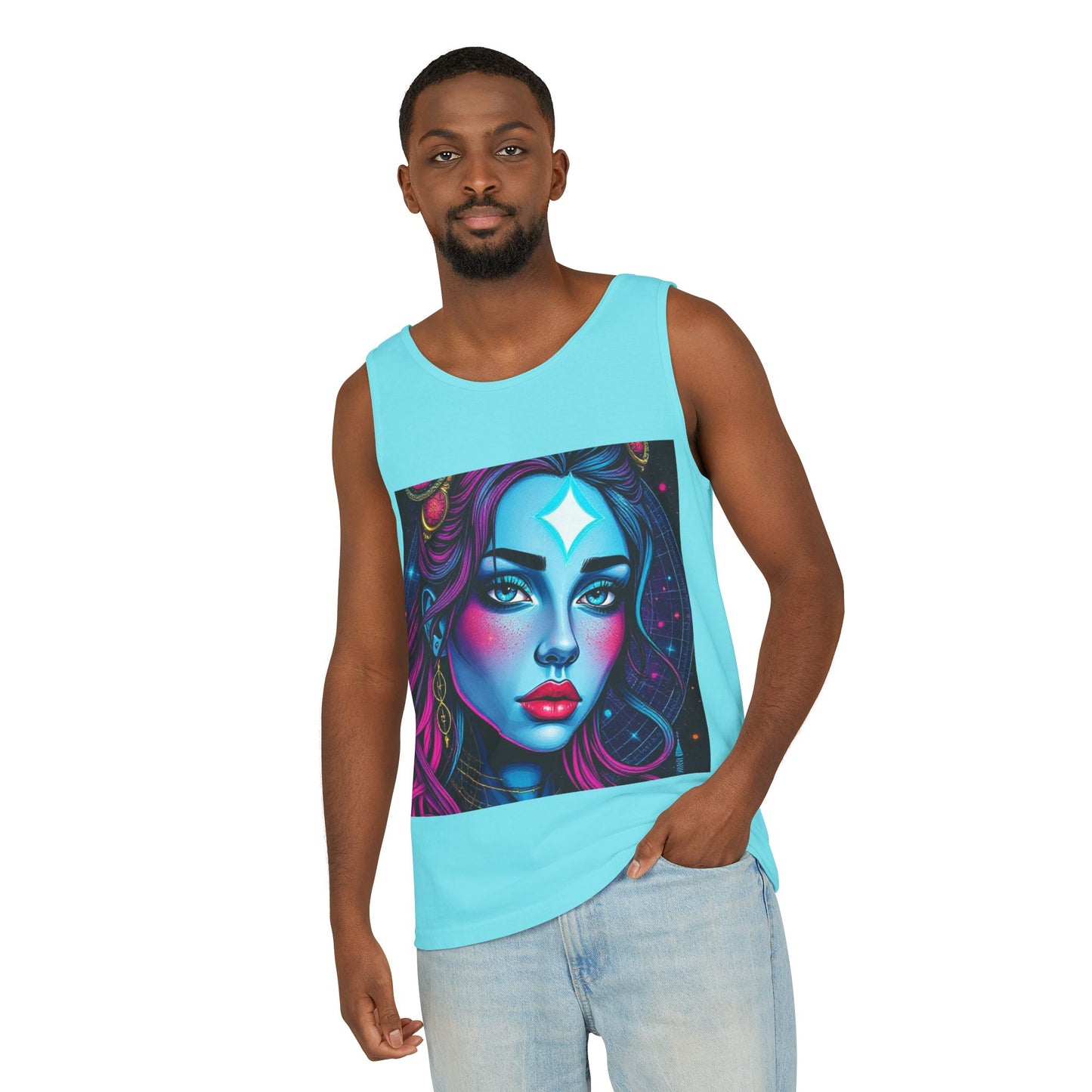 Unisex Garment-Dyed, Tank Top, Gemini, Pop Art, 100% US cotton