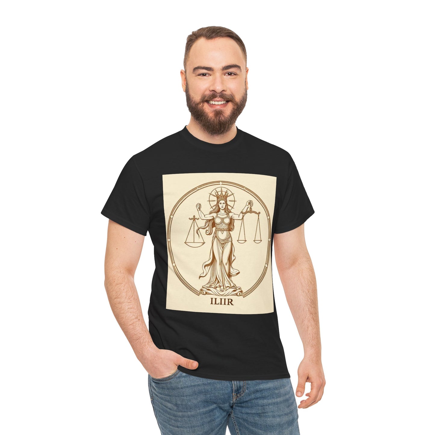 Unisex Heavy Cotton T-Shirt, Libra Goddess, Zodiac Design
