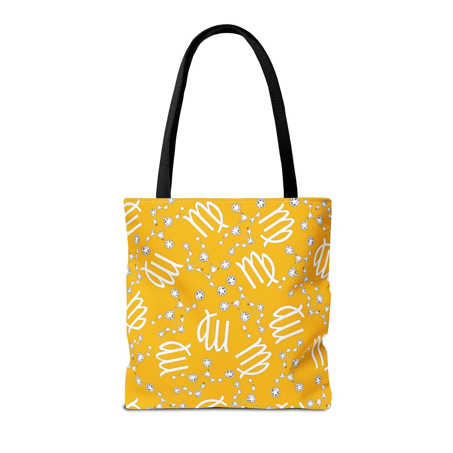 Tote Bag, Virgo Zodiac Sign, AOP, (Yellow White)