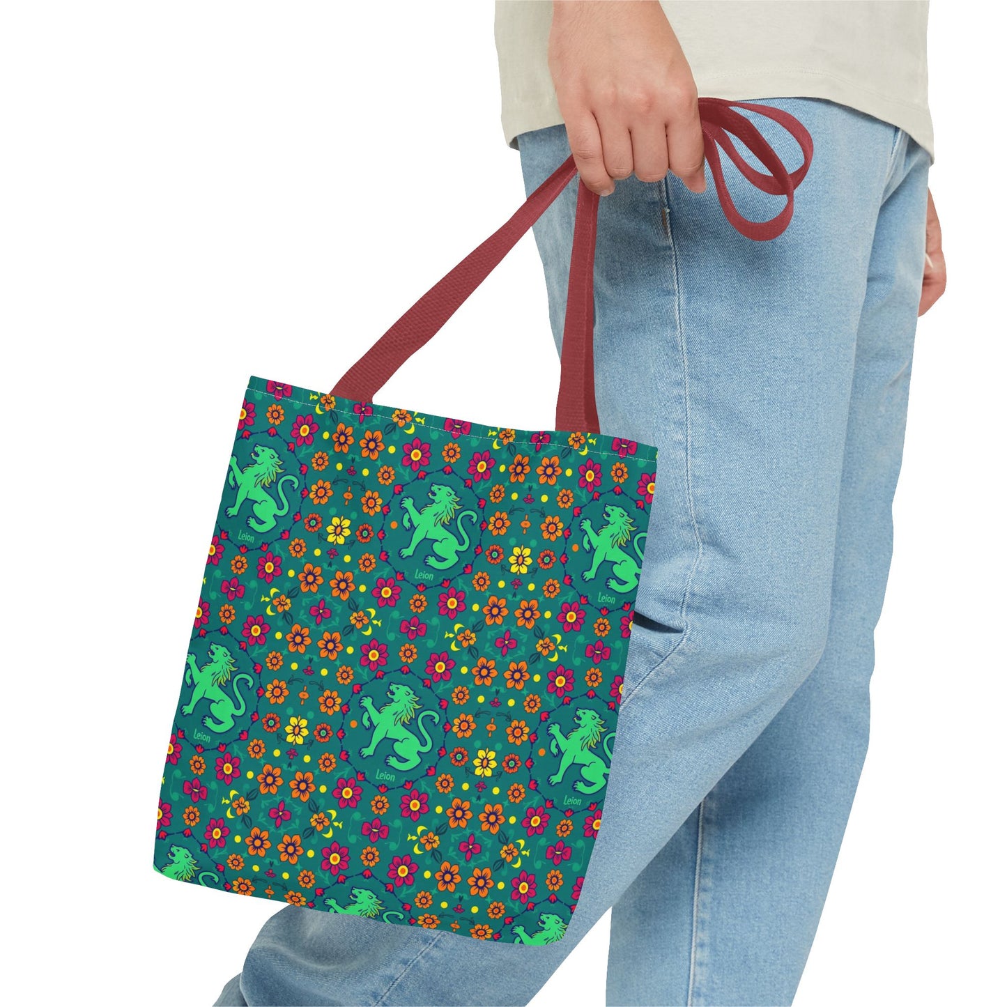 Tote Bag (AOP), Leo, Zodiac v1, Flower Pattern