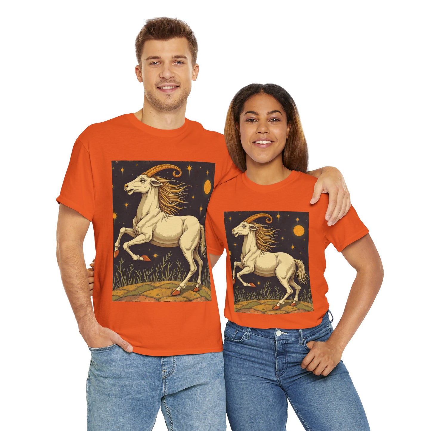 Unisex Heavy Cotton T-Shirt, Aries Animal, Zodiac Design