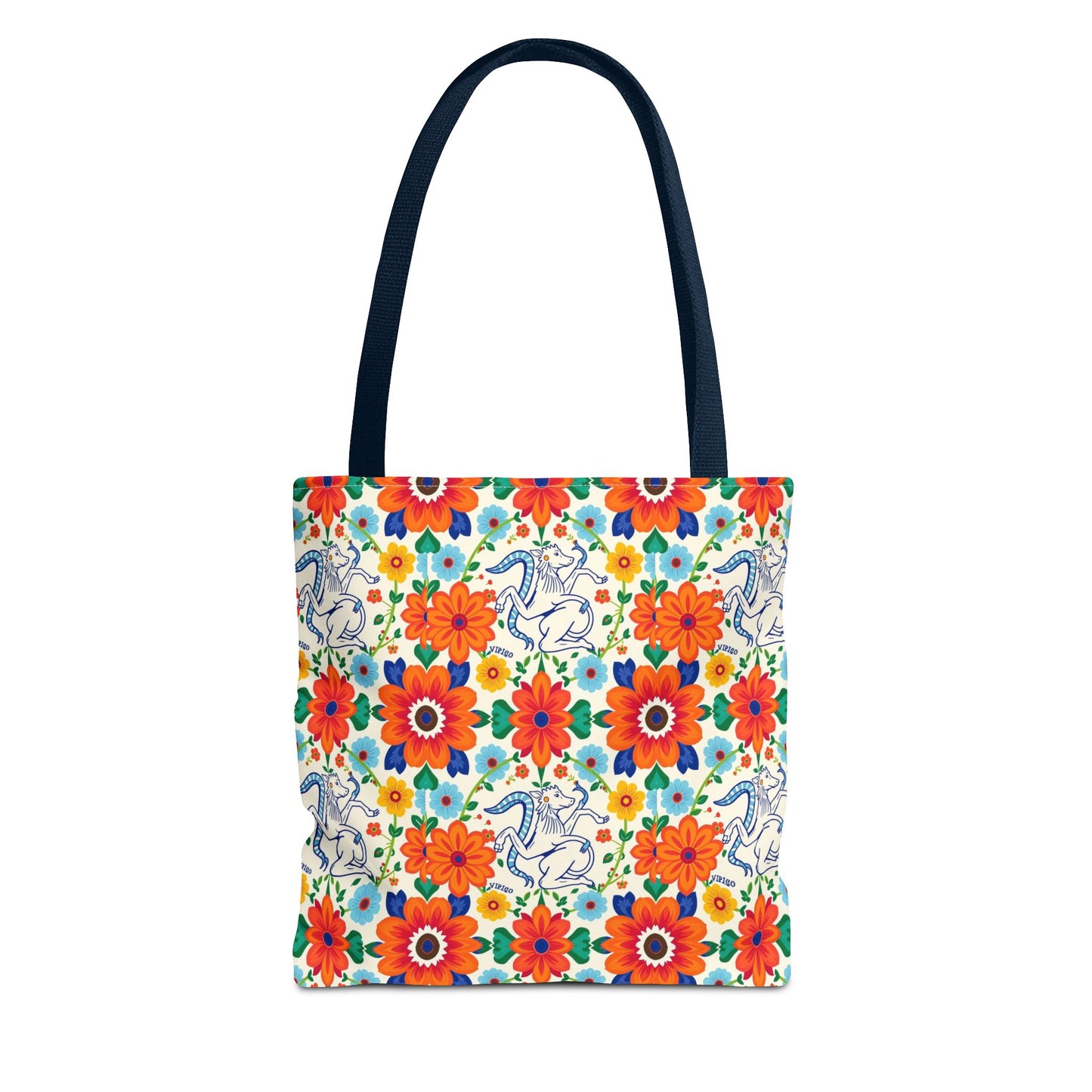 Tote Bag (AOP), Virgo, Zodiac v1, Flower Pattern