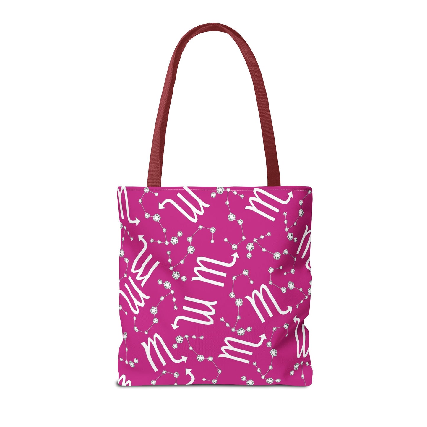 Tote Bag, Scorpio Zodiac Sign, AOP, (Pink, White)