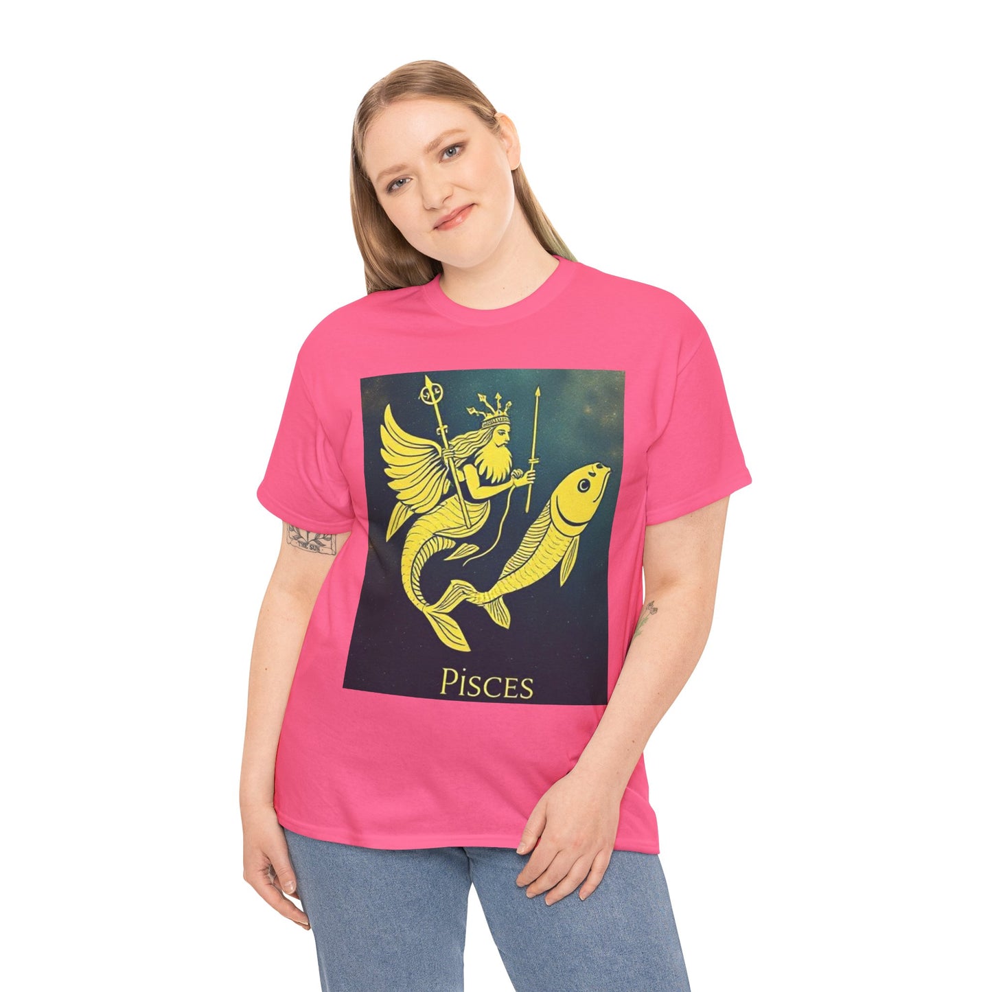 Unisex Heavy Cotton T-Shirt, Pisces Queen, Zodiac Design