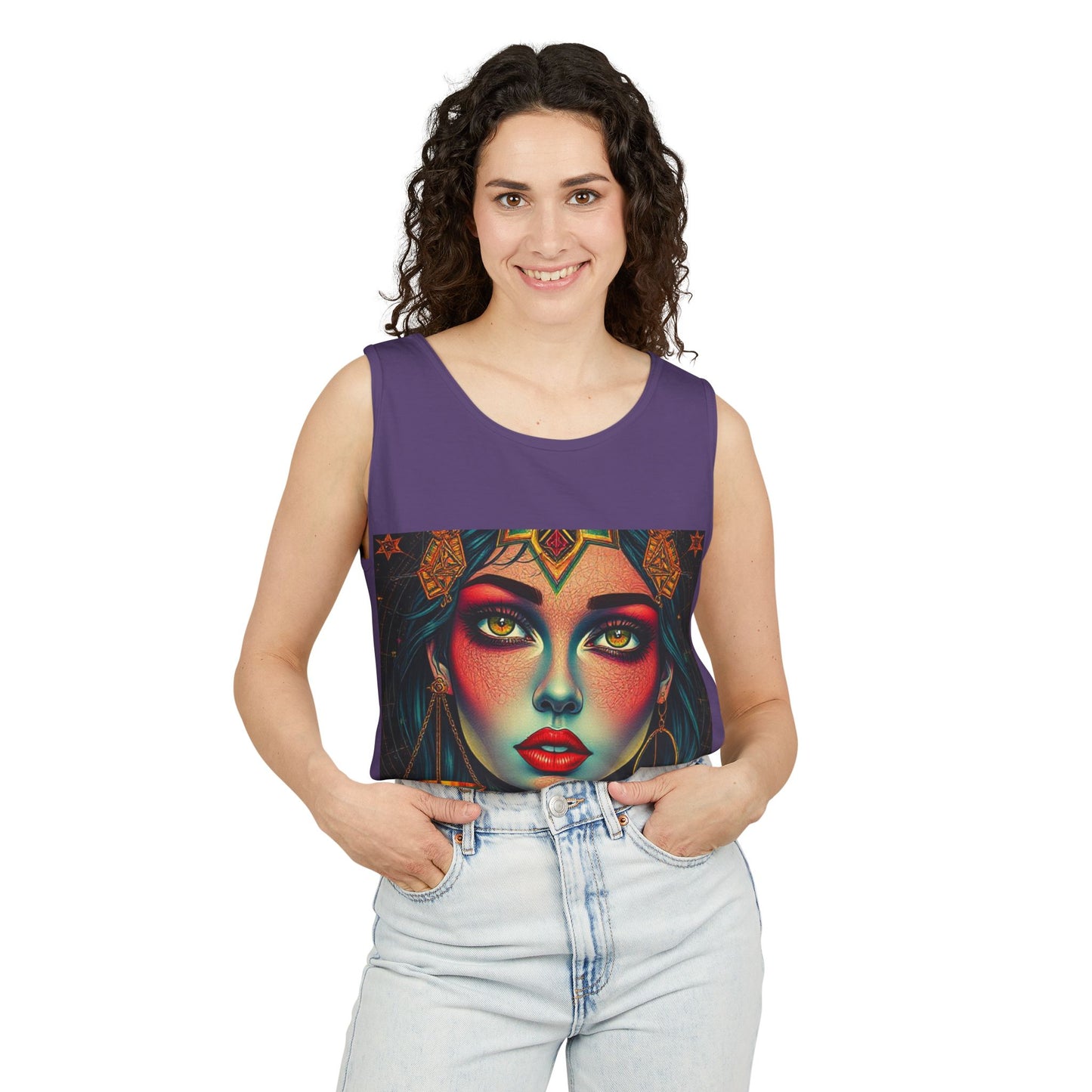 Unisex Garment-Dyed, Tank Top, Libra Design, Pop Art, 100% US cotton