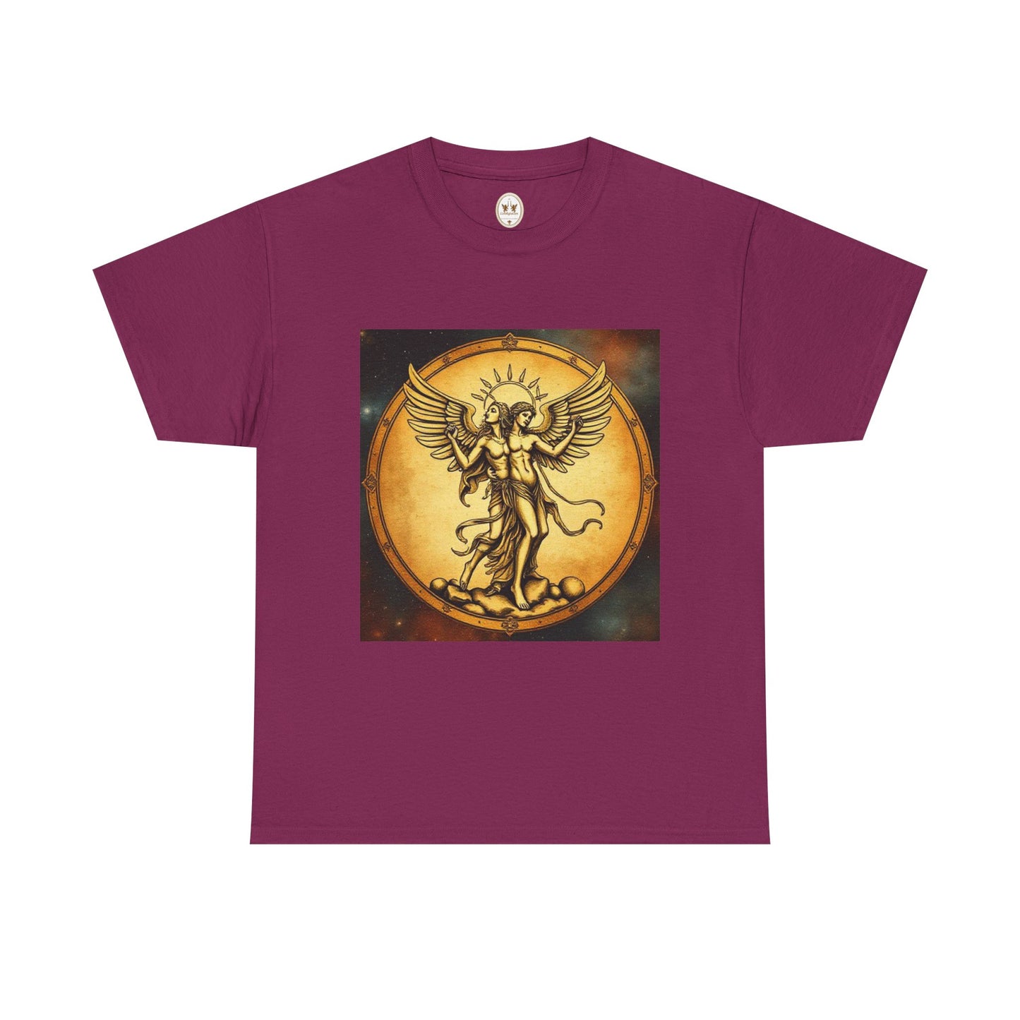 Unisex Heavy Cotton T-Shirt, Angel Twin, Gemini Zodiac Design