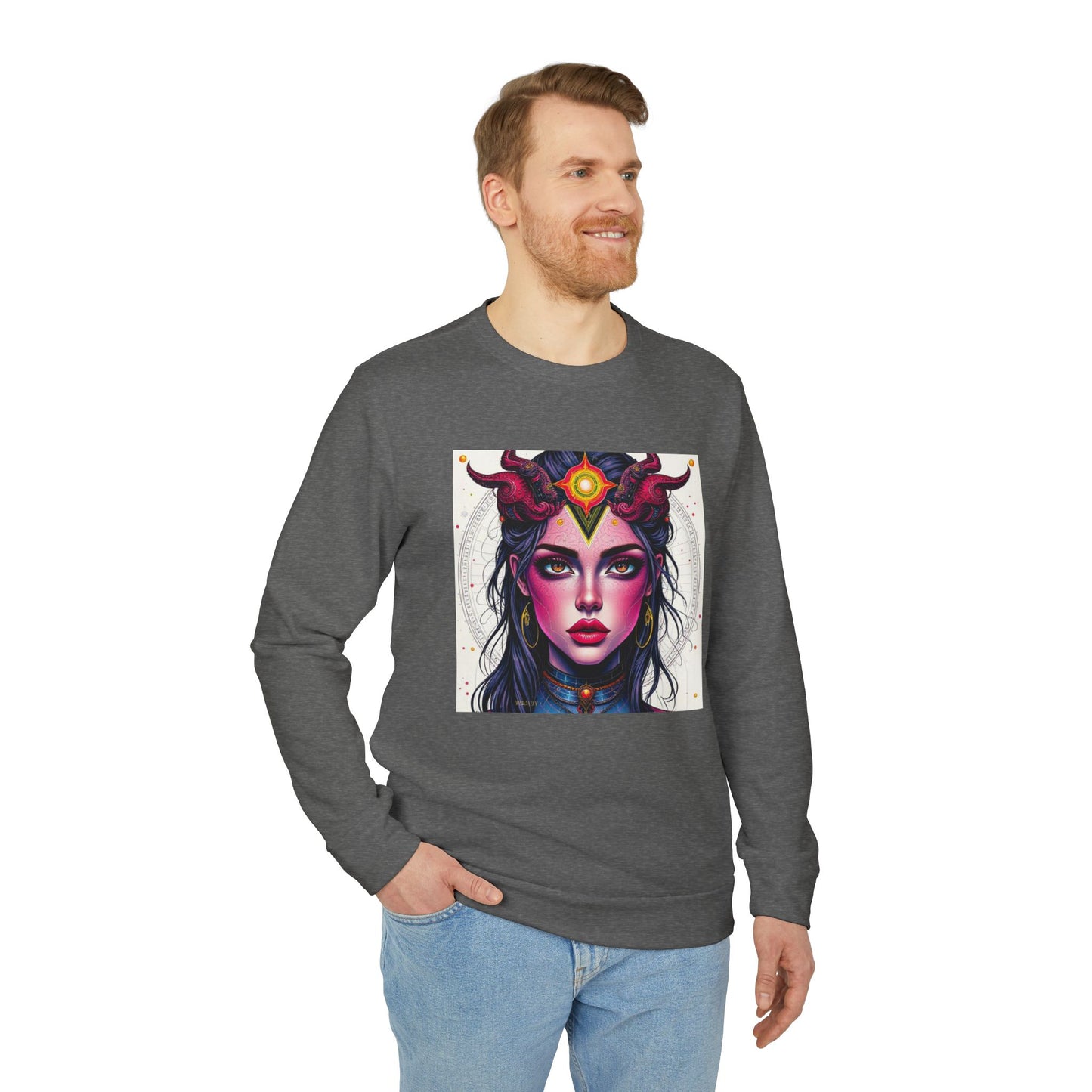 Adidas, Unisex Fleece Crewneck Sweatshirt, Virgo, Pop Art v1, Zodiac