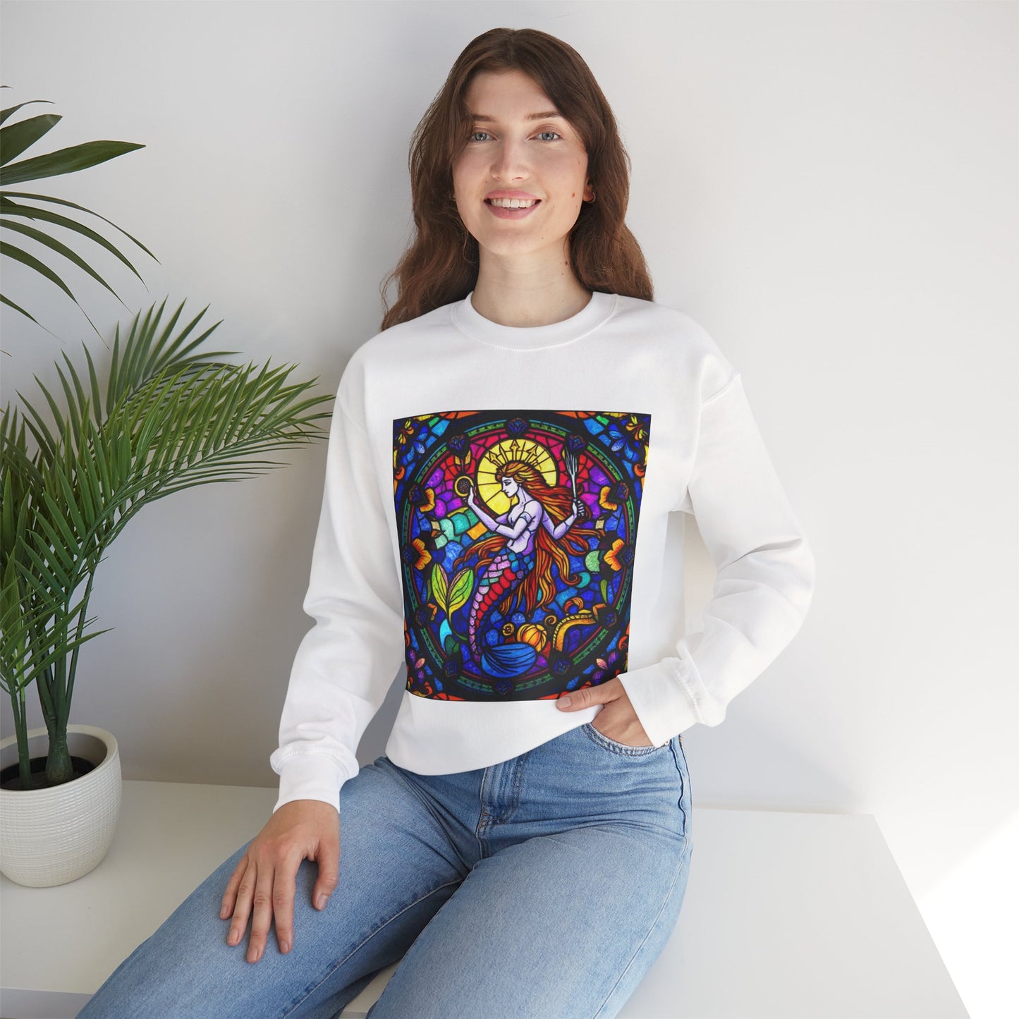 Unisex Heavy Blend™ Crewneck Sweatshirt, Glass 1, Aquarius Zodiac Design
