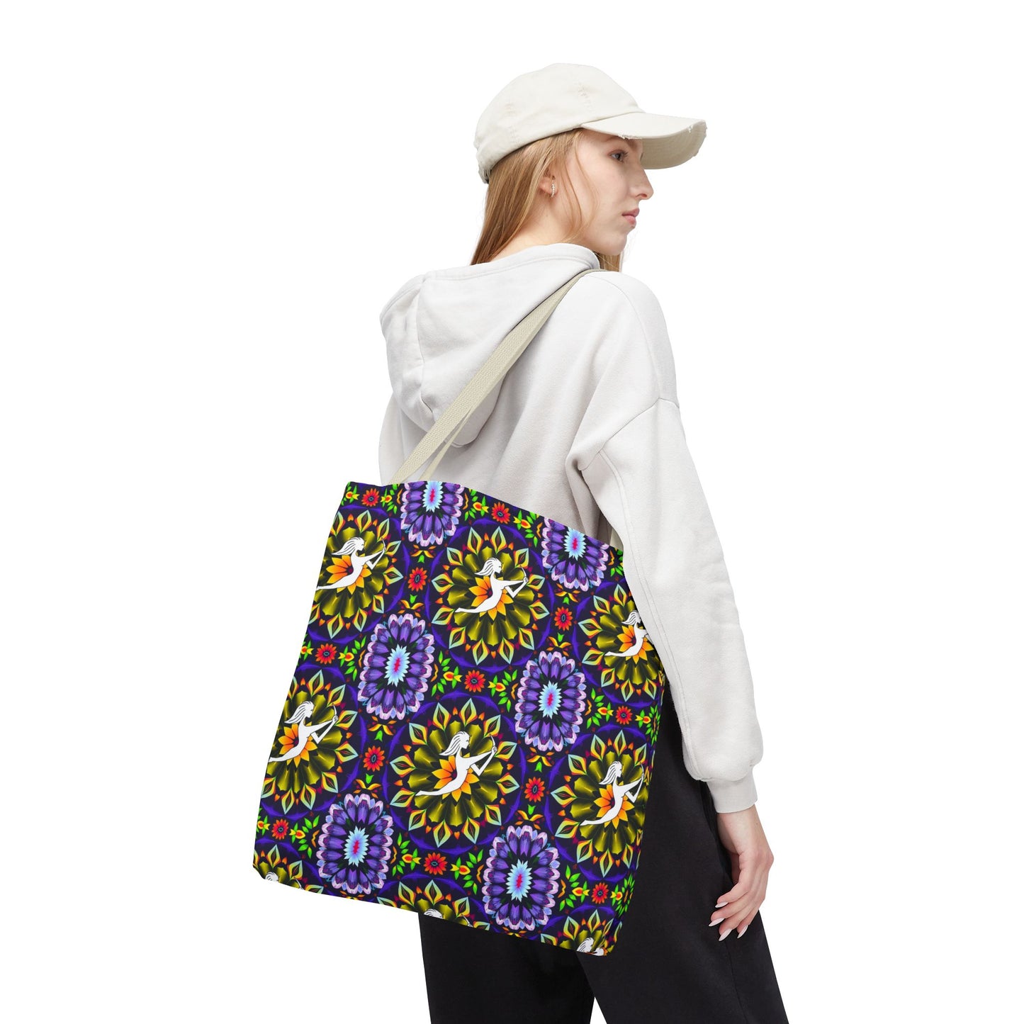 Tote Bag (AOP), Sagittarius, Zodiac v2, Flower Pattern