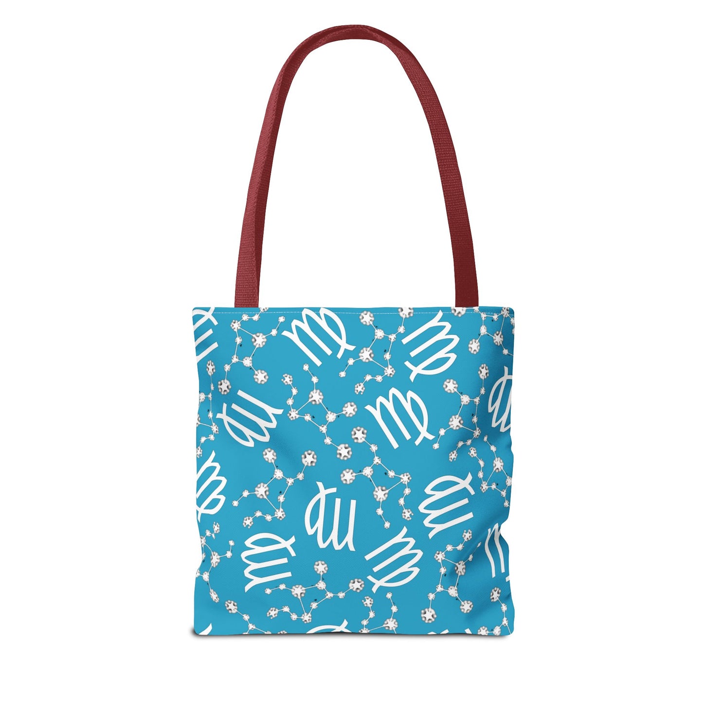Tote Bag, Virgo Zodiac Sign, AOP, (Turquoise, White)
