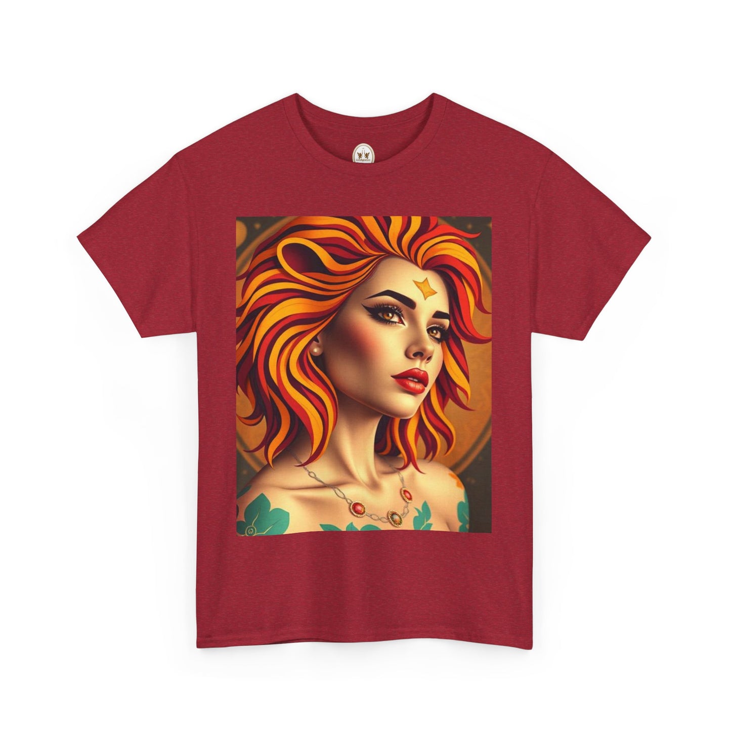Unisex Heavy Cotton T-Shirt, Leo, Zodiac v3, Sexy Art