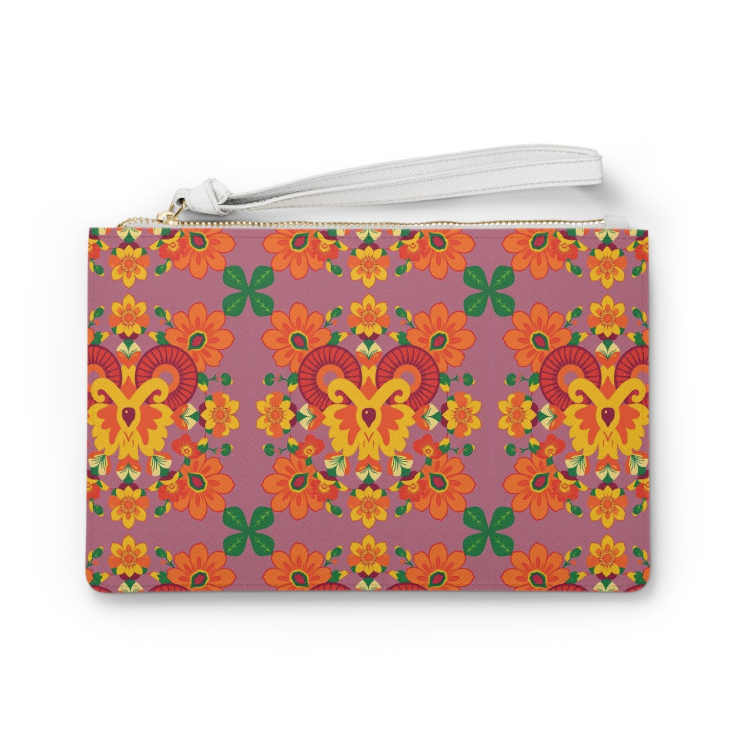 Clutch Bag, Aries, Zodiac v3, Flower Pattern