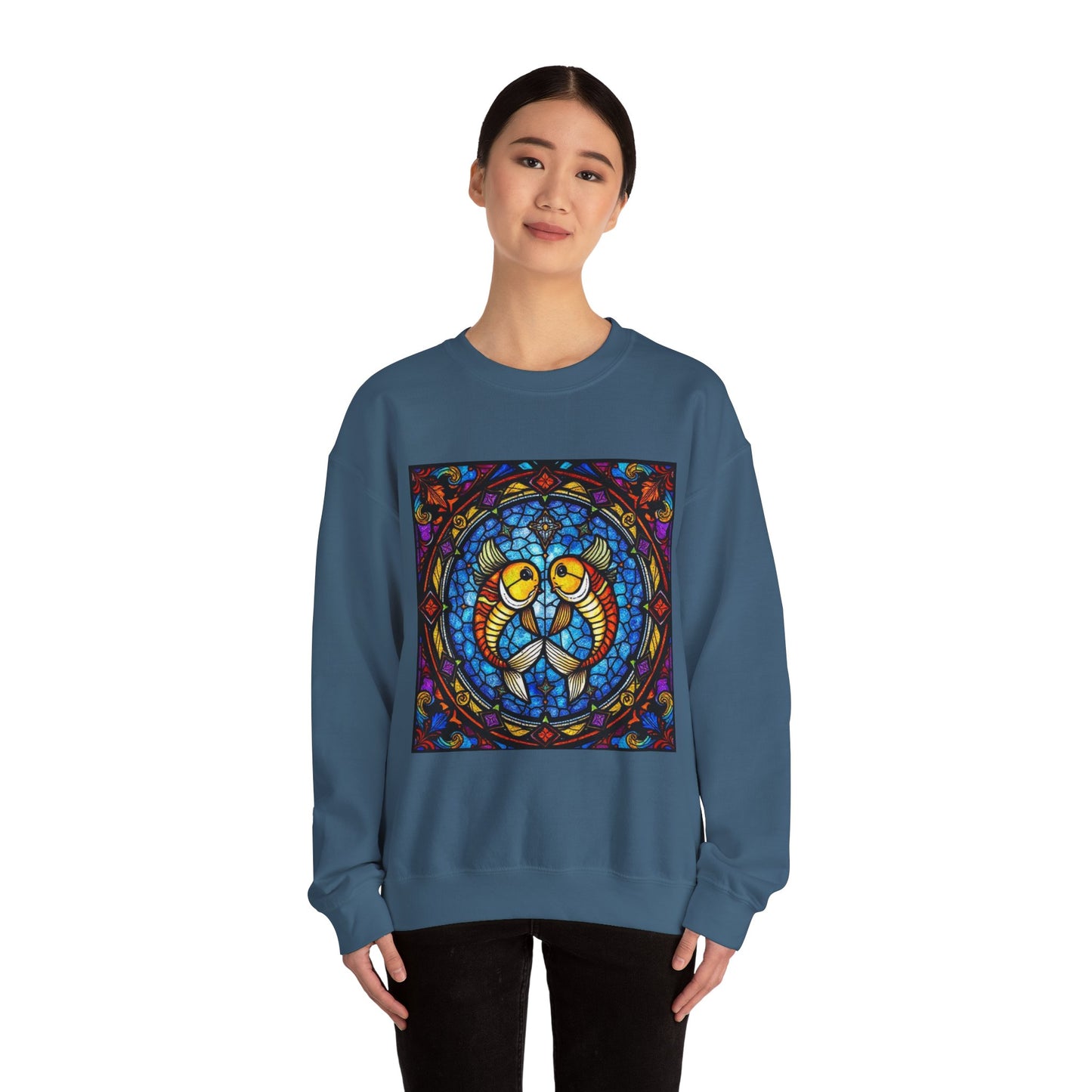 Unisex Heavy Blend™ Crewneck Sweatshirt, Glass 1, Pisces Zodiac Design