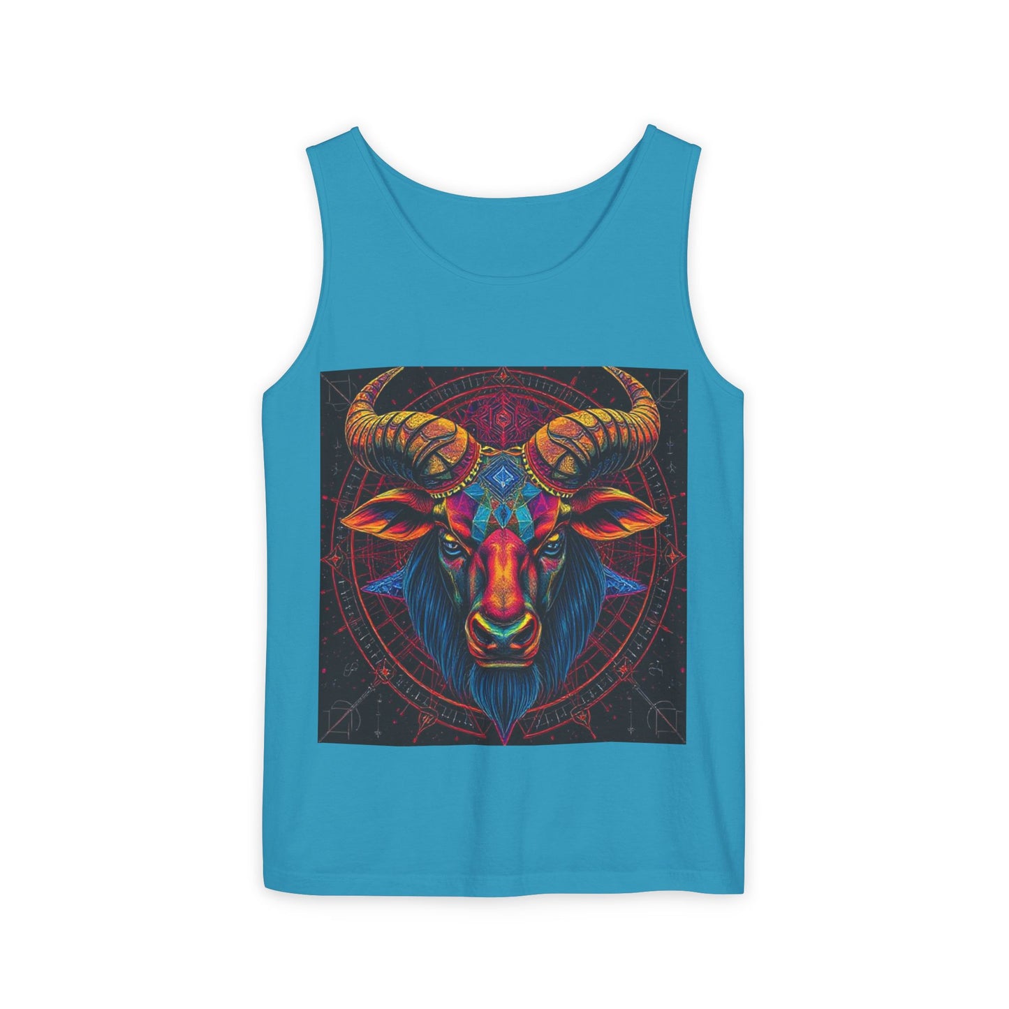 Unisex Garment-Dyed, Tank Top, Taurus Design, Pop Art v1, 100% US cotton