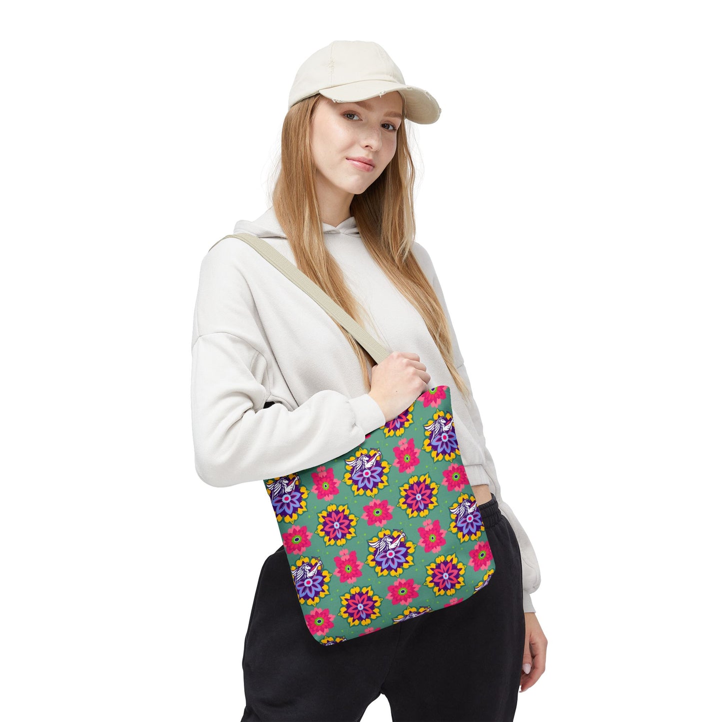 Tote Bag, (AOP), Sagittarius, Zodiac v4, Flower Pattern