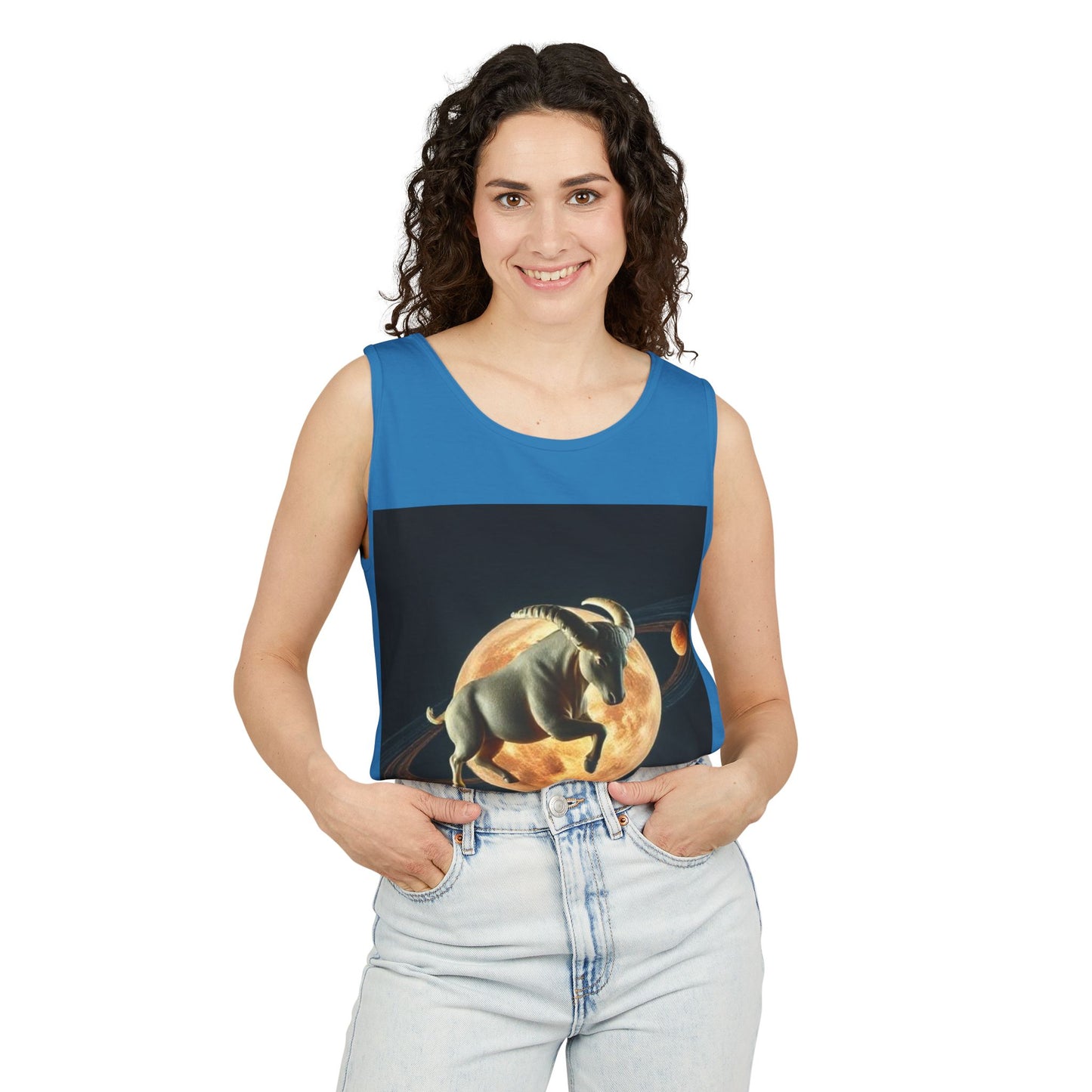 Unisex Garment-Dyed, Tank Top, Taurus Design, Planet Animal, 100% US cotton