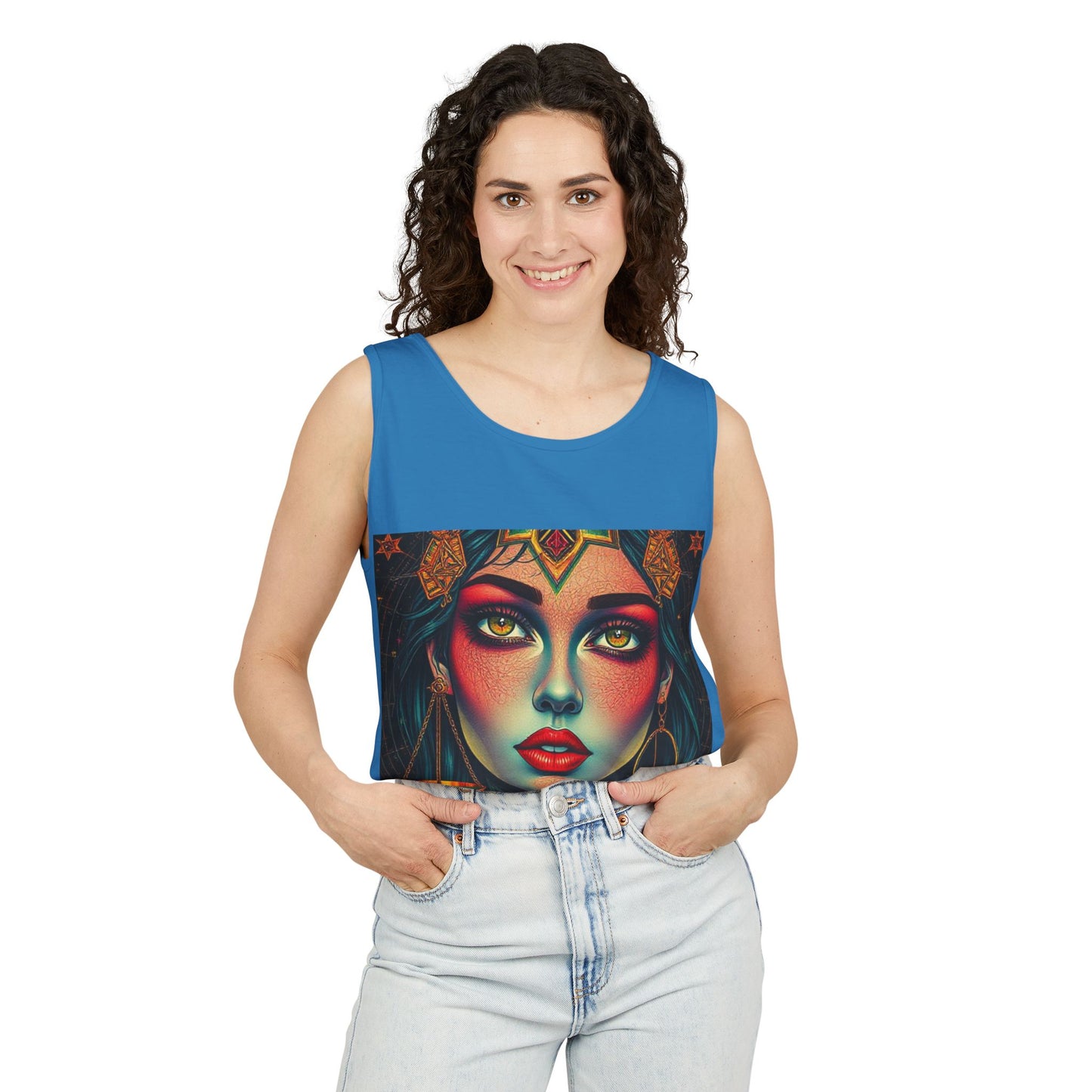 Unisex Garment-Dyed, Tank Top, Libra Design, Pop Art, 100% US cotton