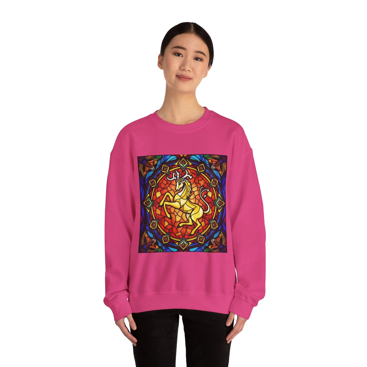 Unisex Heavy Blend™ Crewneck Sweatshirt, Glass 1, Capricorn Zodiac Design