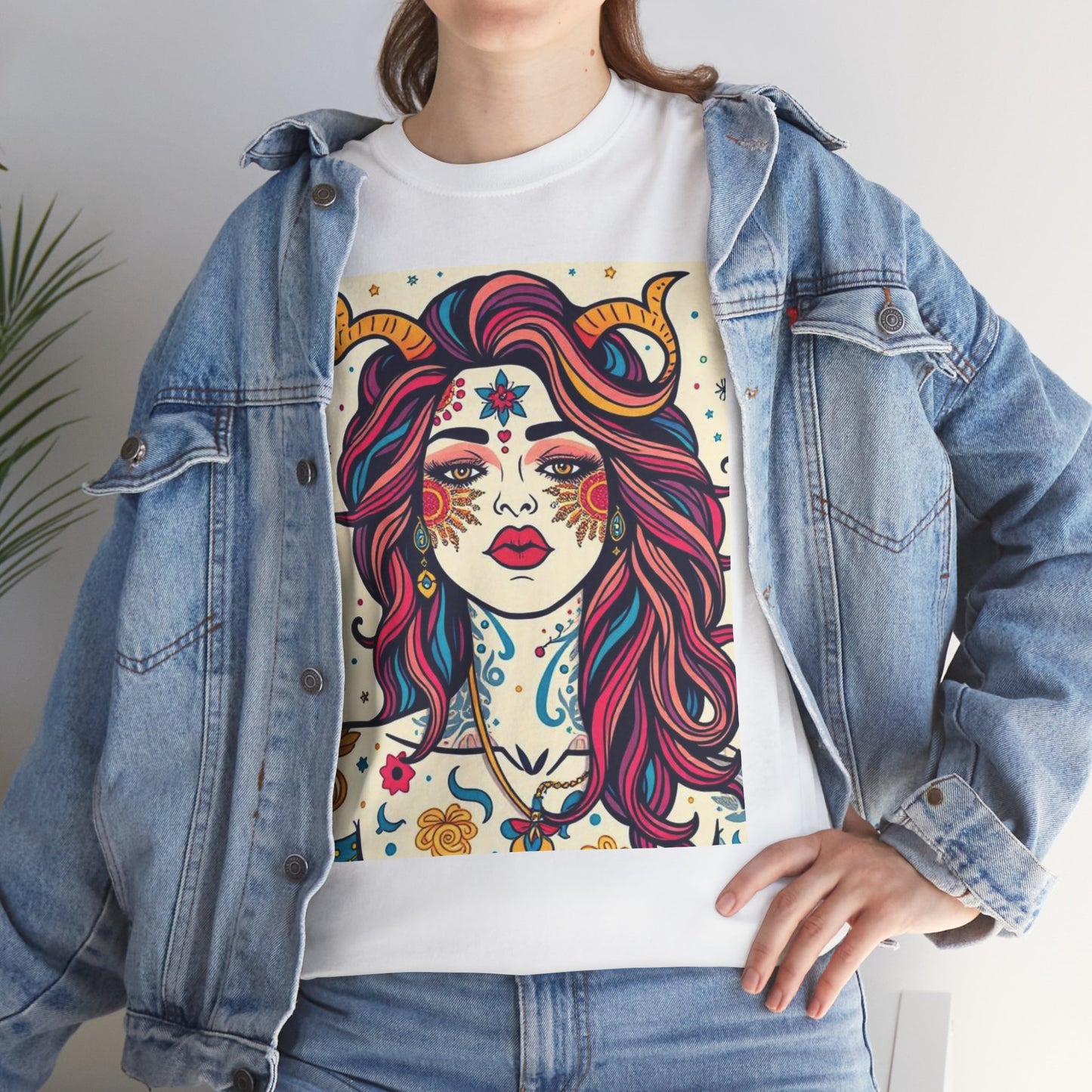 Unisex Heavy Cotton T-Shirt, Virgo, Zodiac v3, Sexy Art
