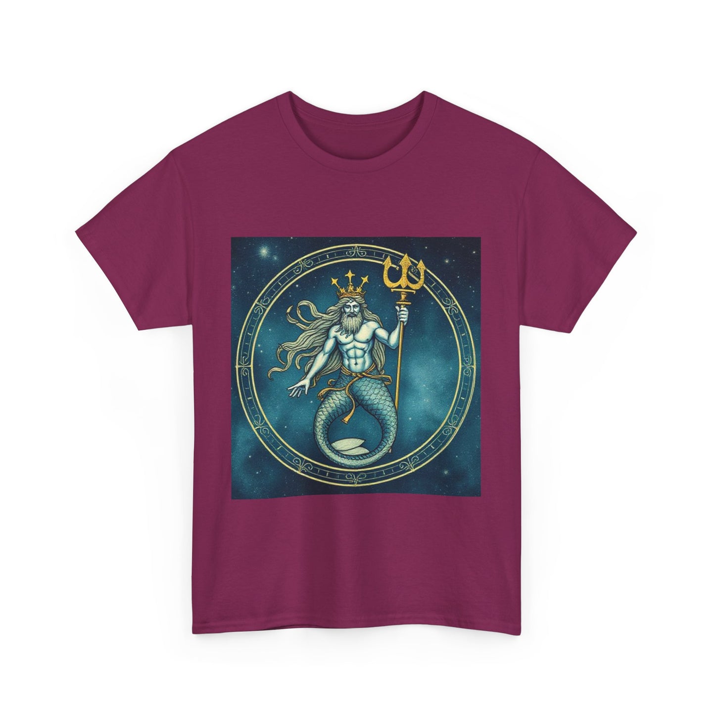 Unisex Heavy Cotton T-Shirt, Aquarius God 6v, Zodiac Design