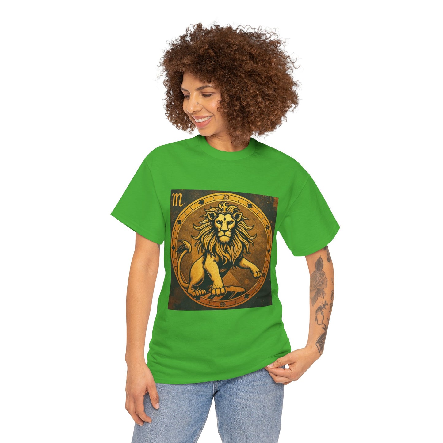 Unisex Heavy Cotton T-Shirt, Gold Lion v1, Leo Zodiac Design